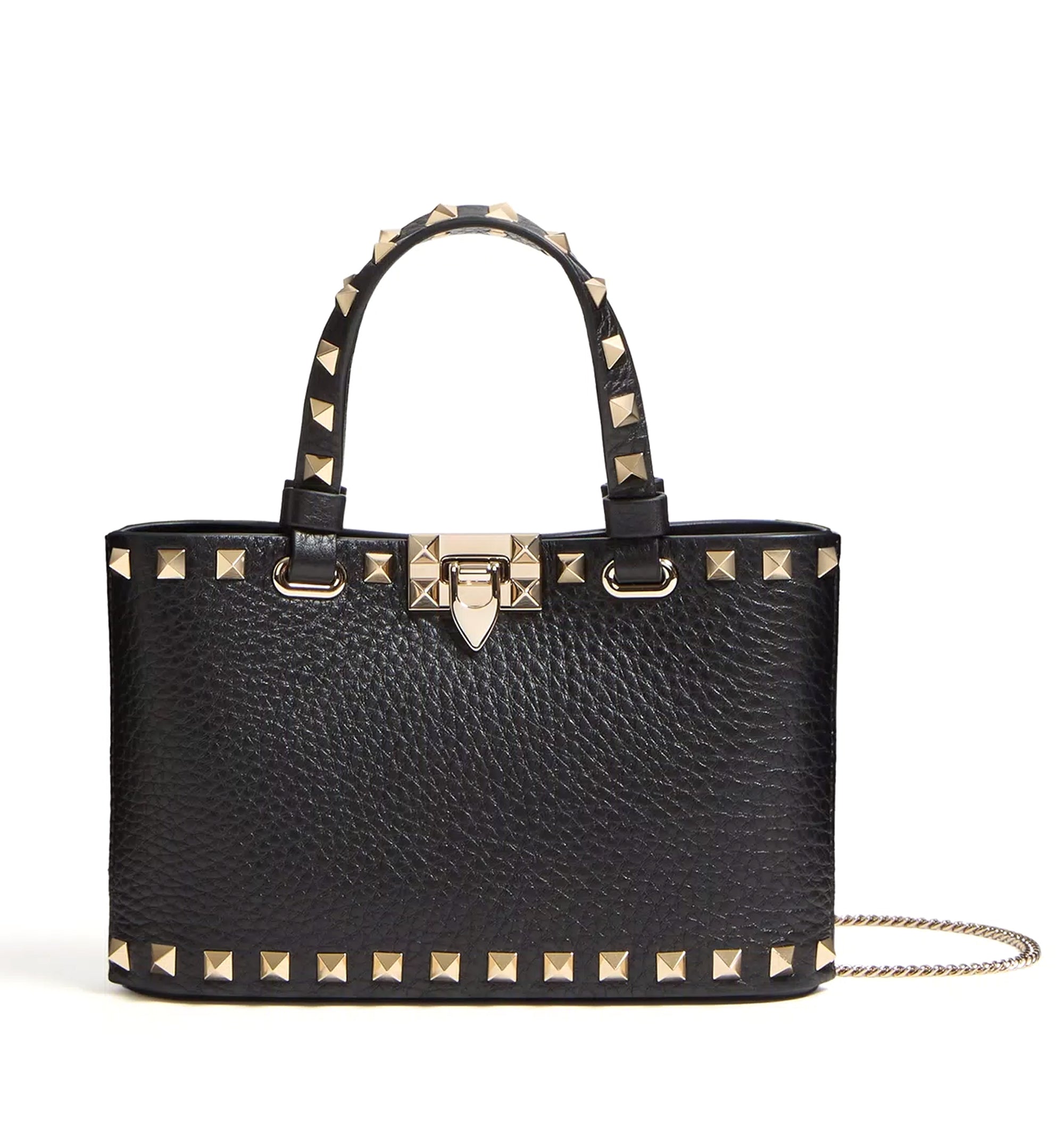 Rockstud Mini Shopping Bag In Grainy Calfskin