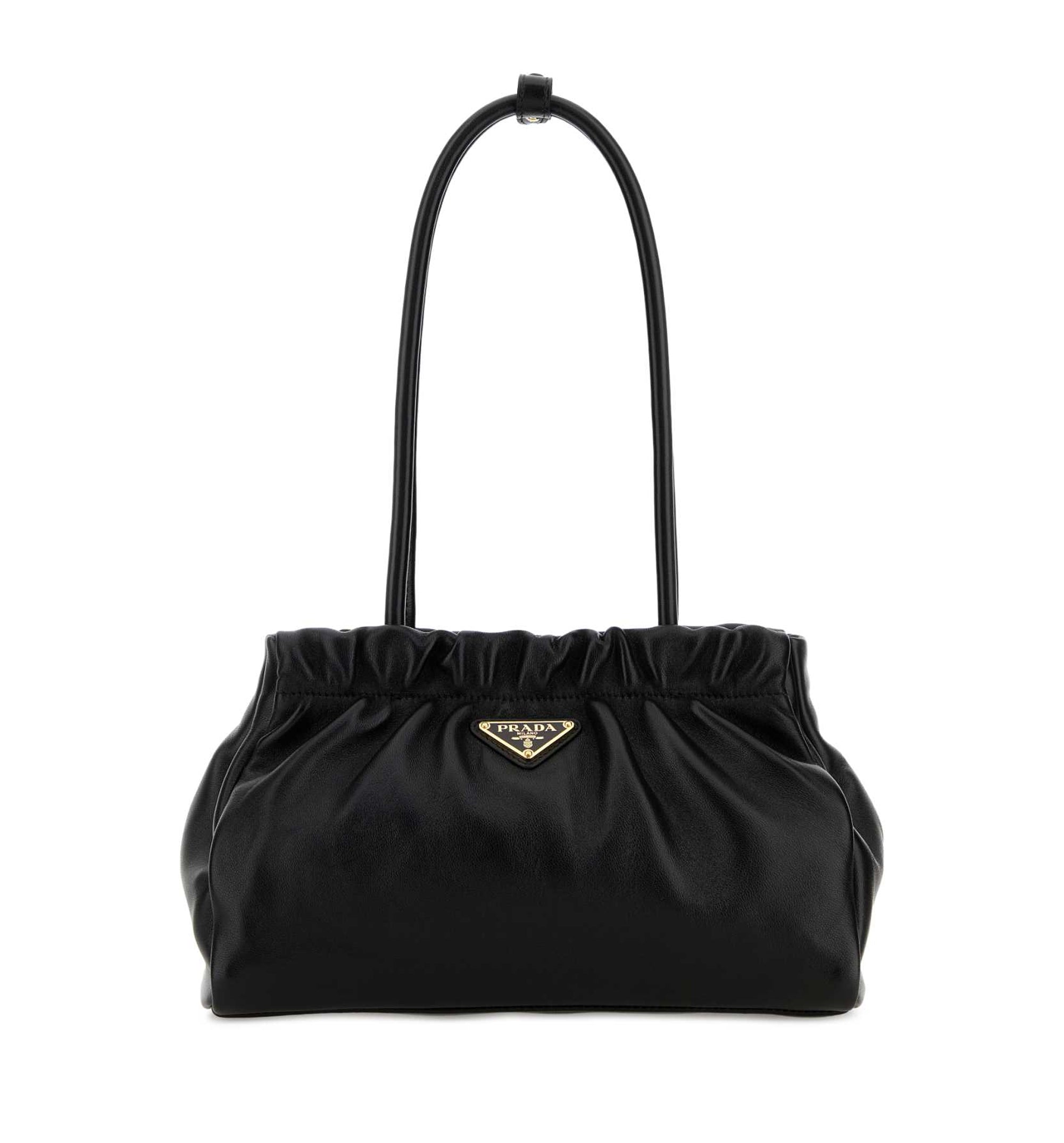 Ruched Leather Shoulder Bag