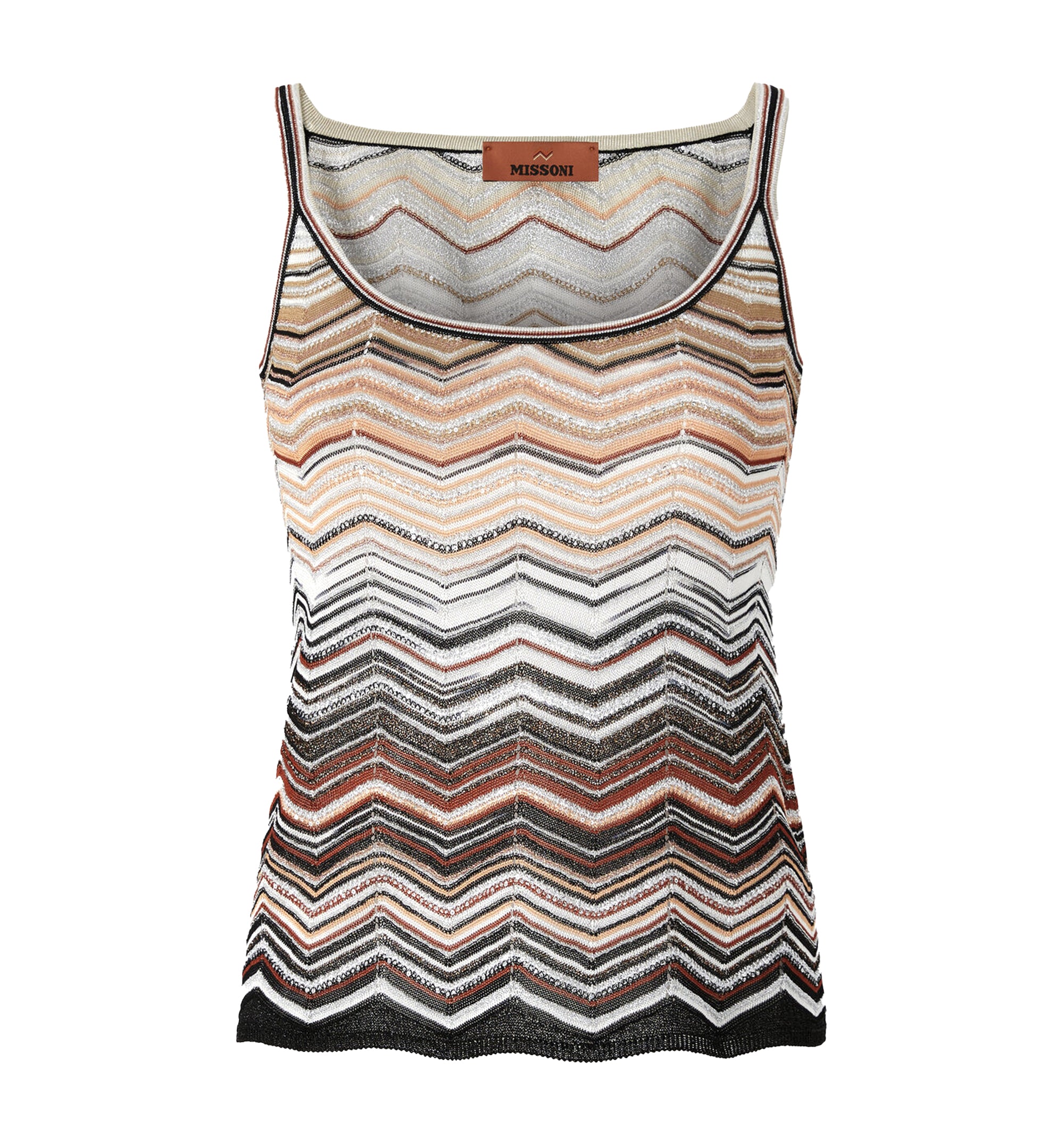 Chevron Lamé Viscose Sleeveless Crewneck Top with Sequins