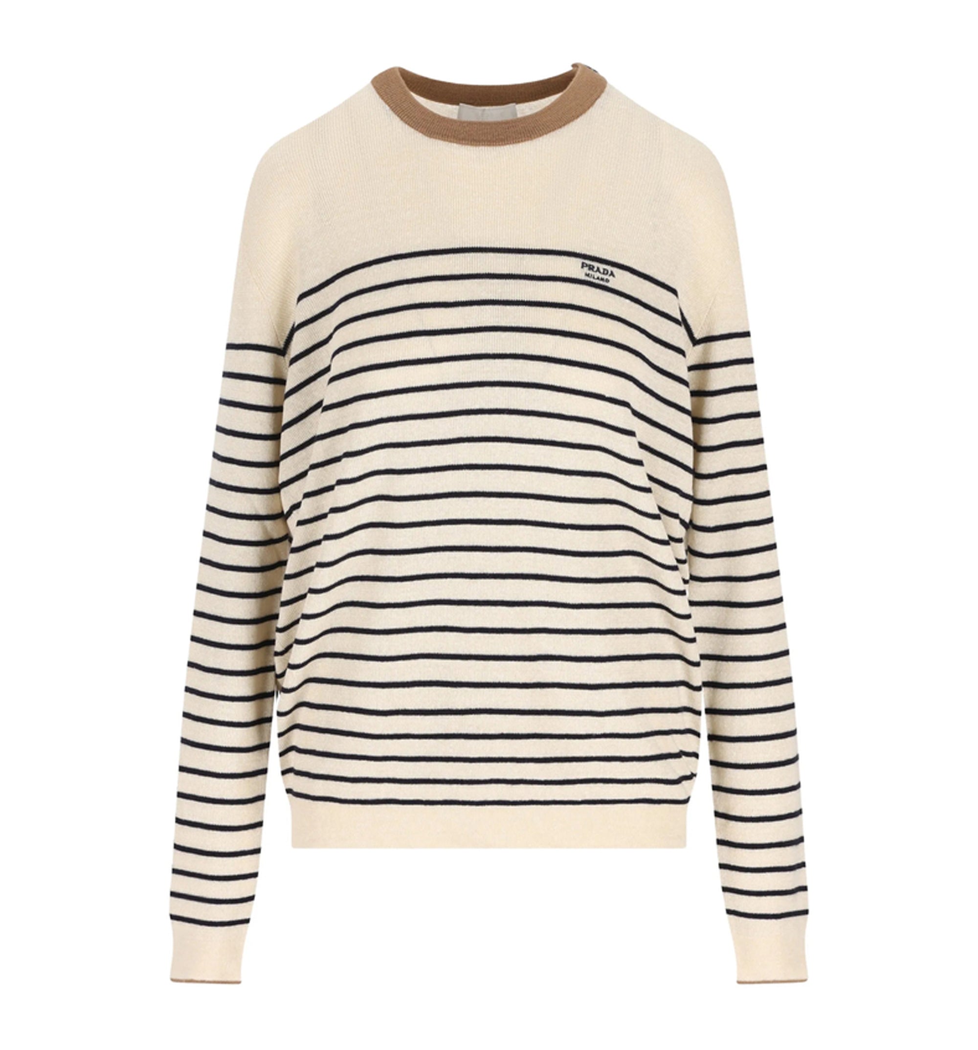 Striped linen and cotton sweater