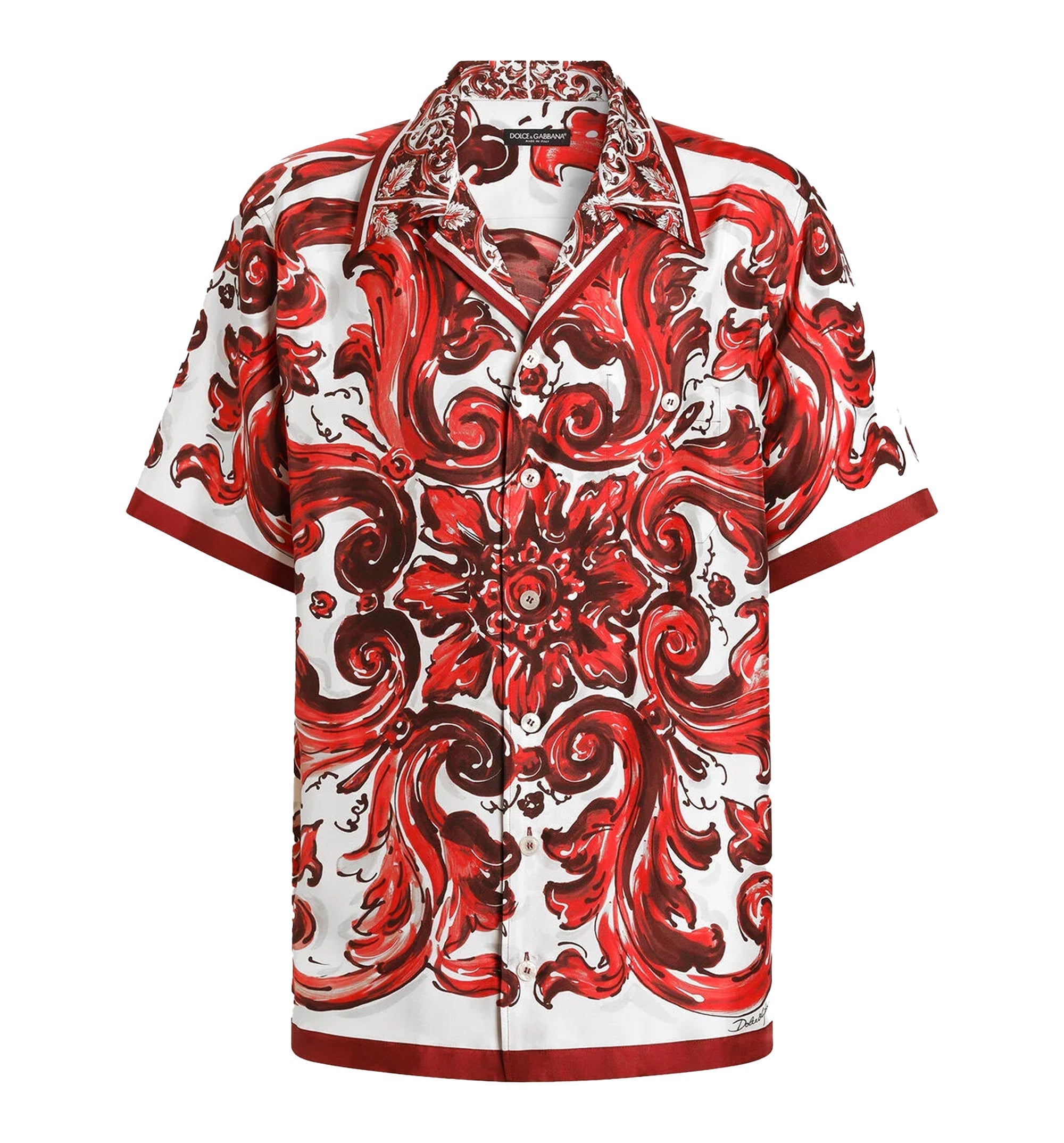 Majolica-Print Silk Twill Hawaii Shirt