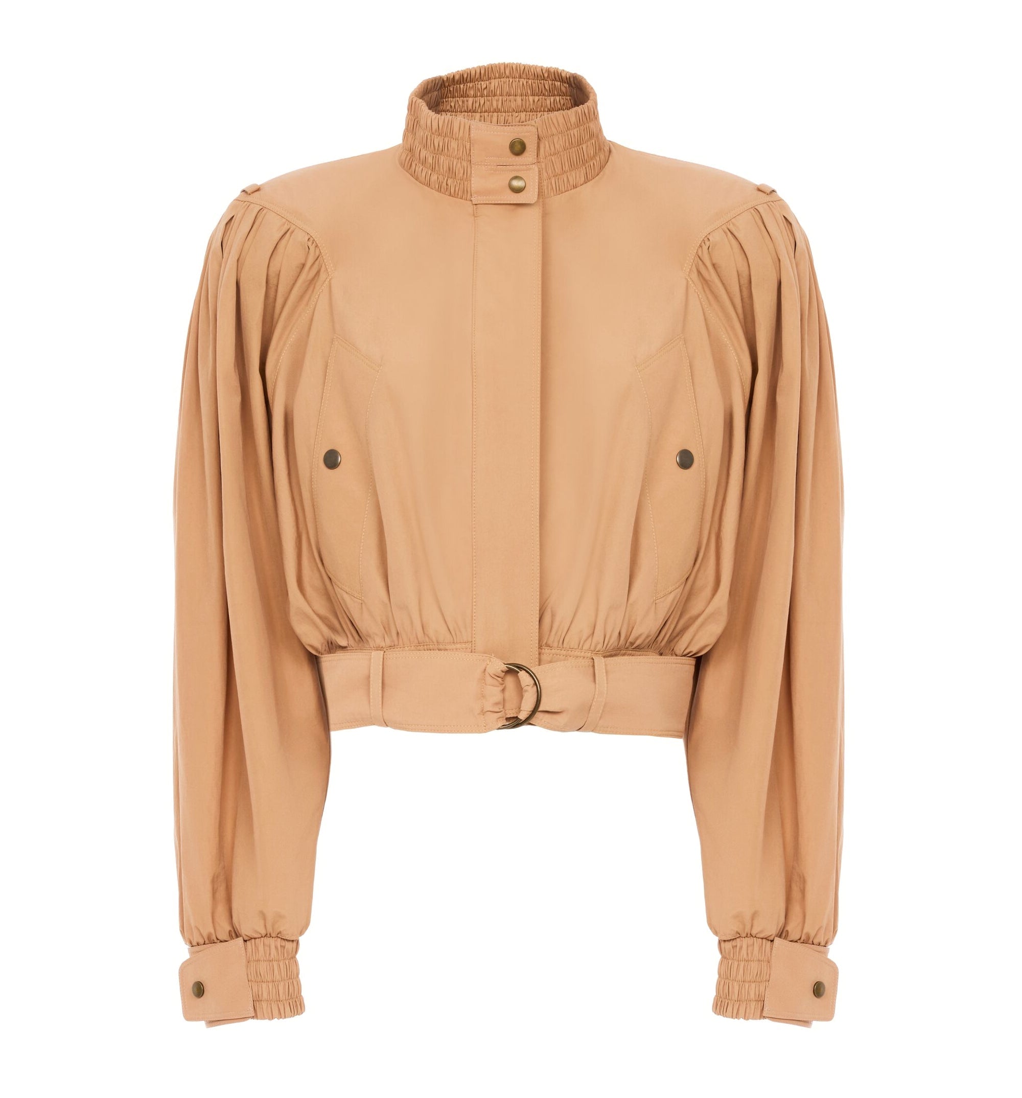Gathered cropped jacket in cotton poplin