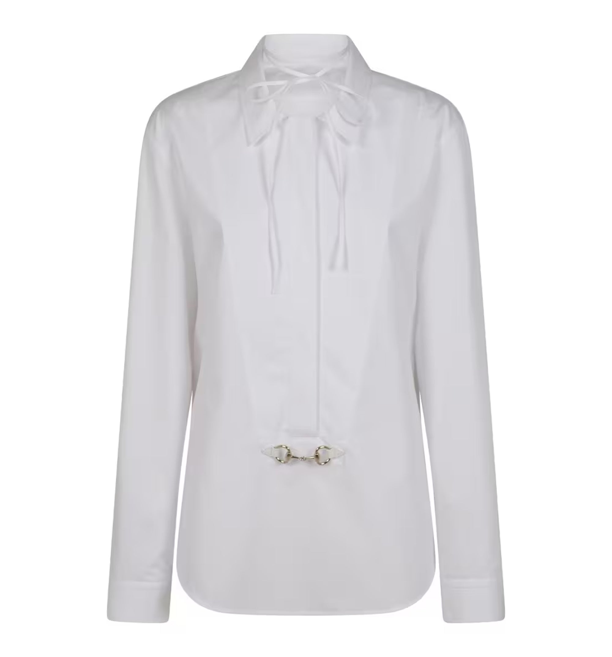 Cotton Poplin Shirt with Horsebit