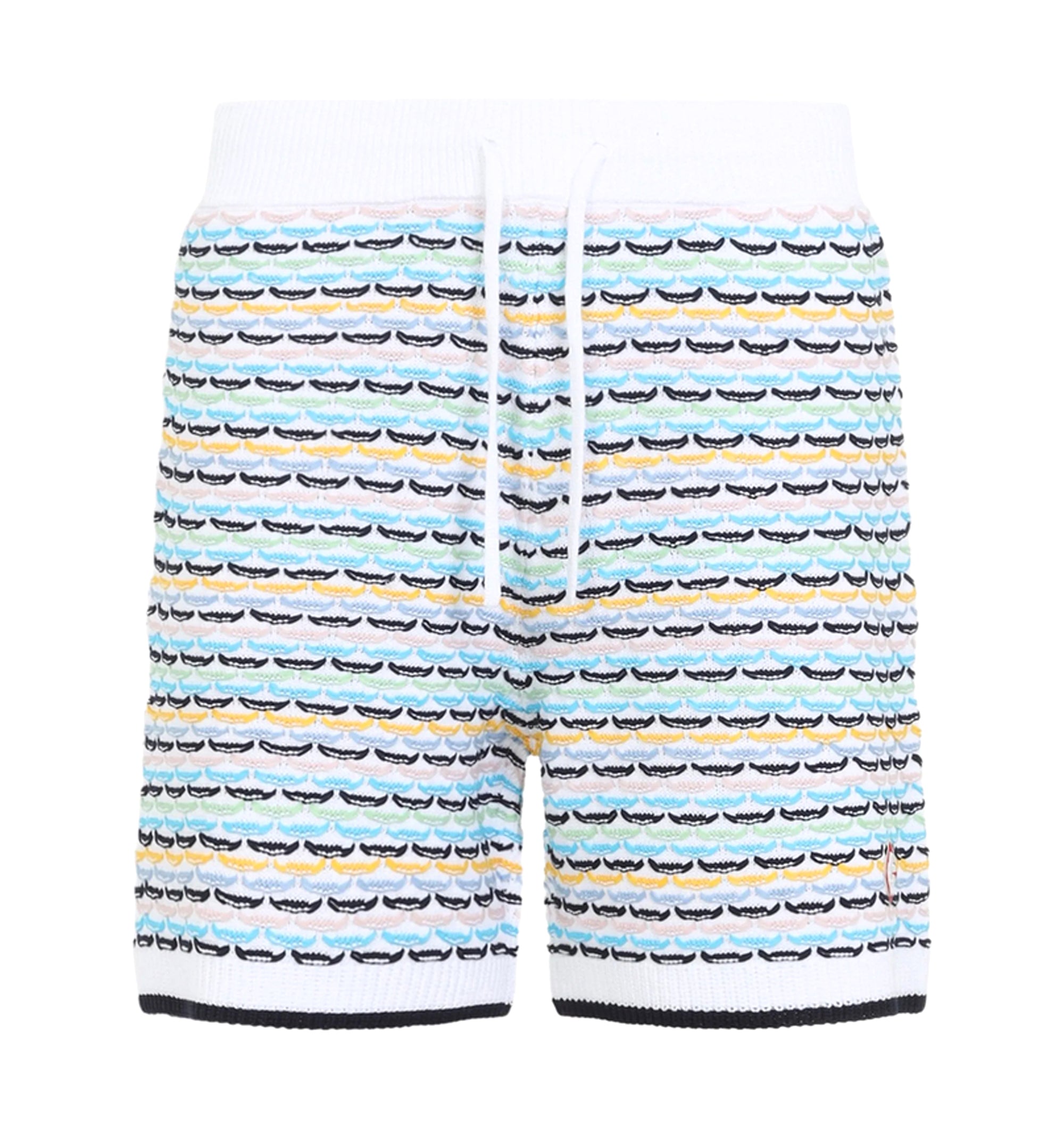 White Multicolour Graphic-Print Drawstring Bermuda Shorts