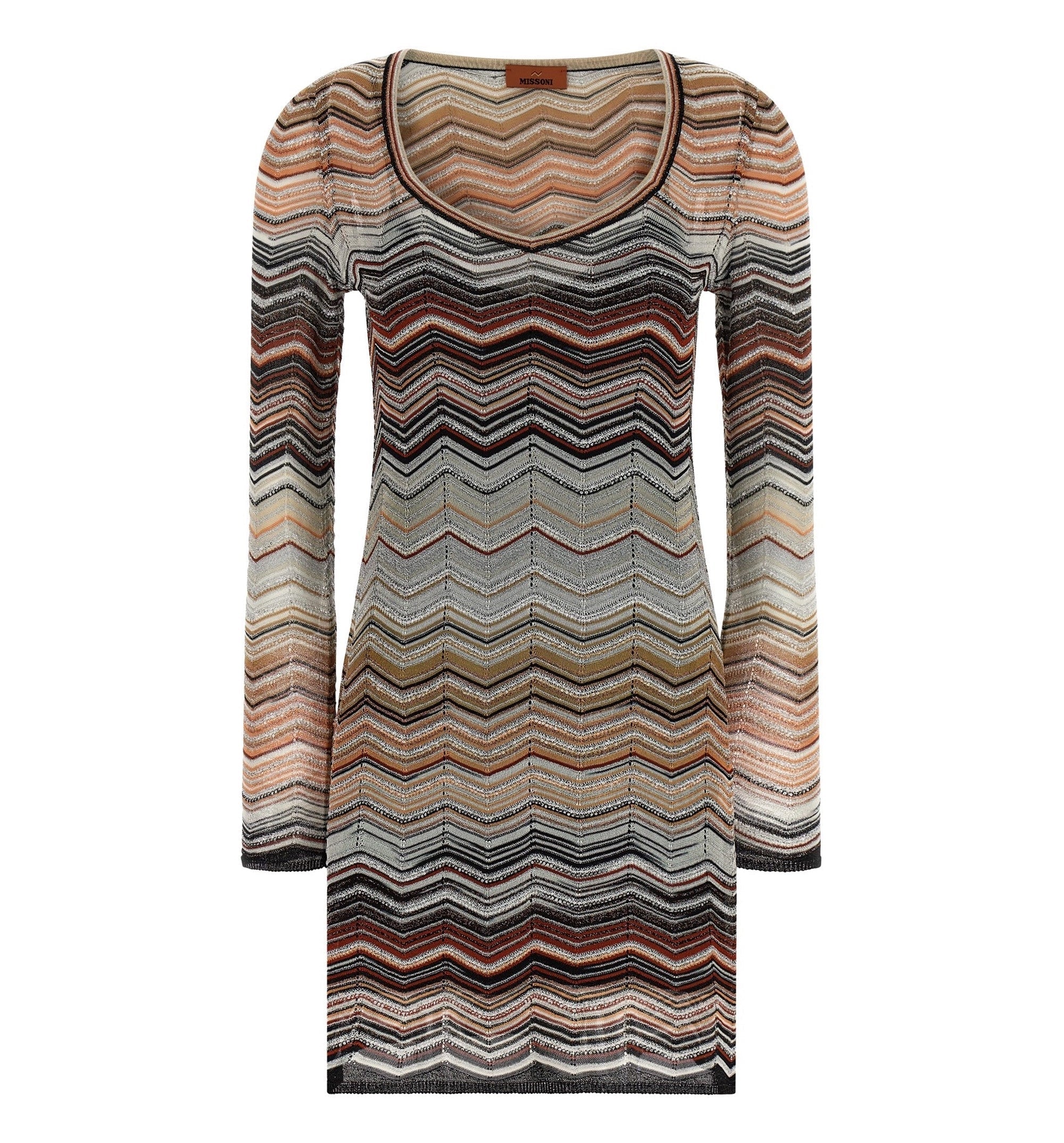 Chevron Lamé Mini Dress With Sequins