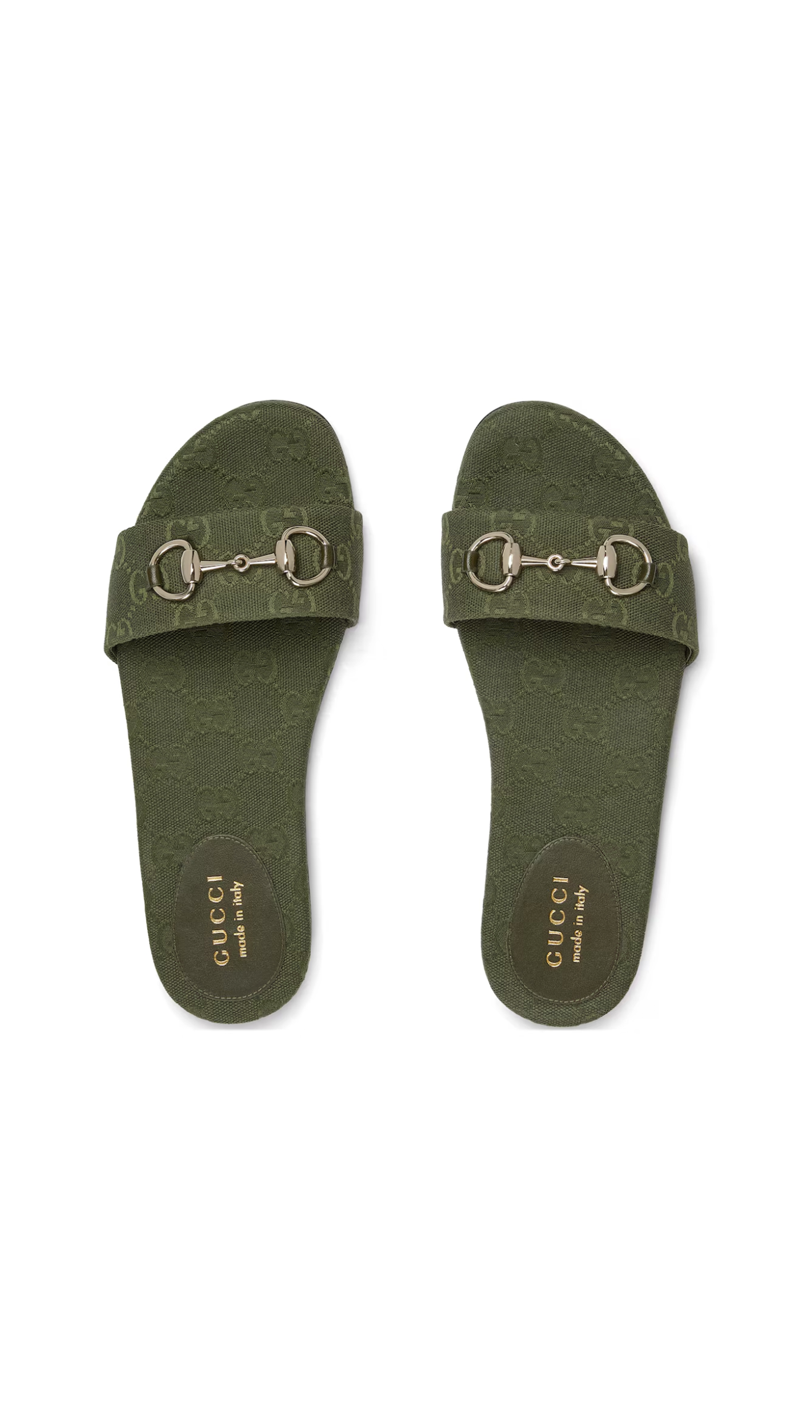 GG Canvas Slide Sandal with Horsebit - Green