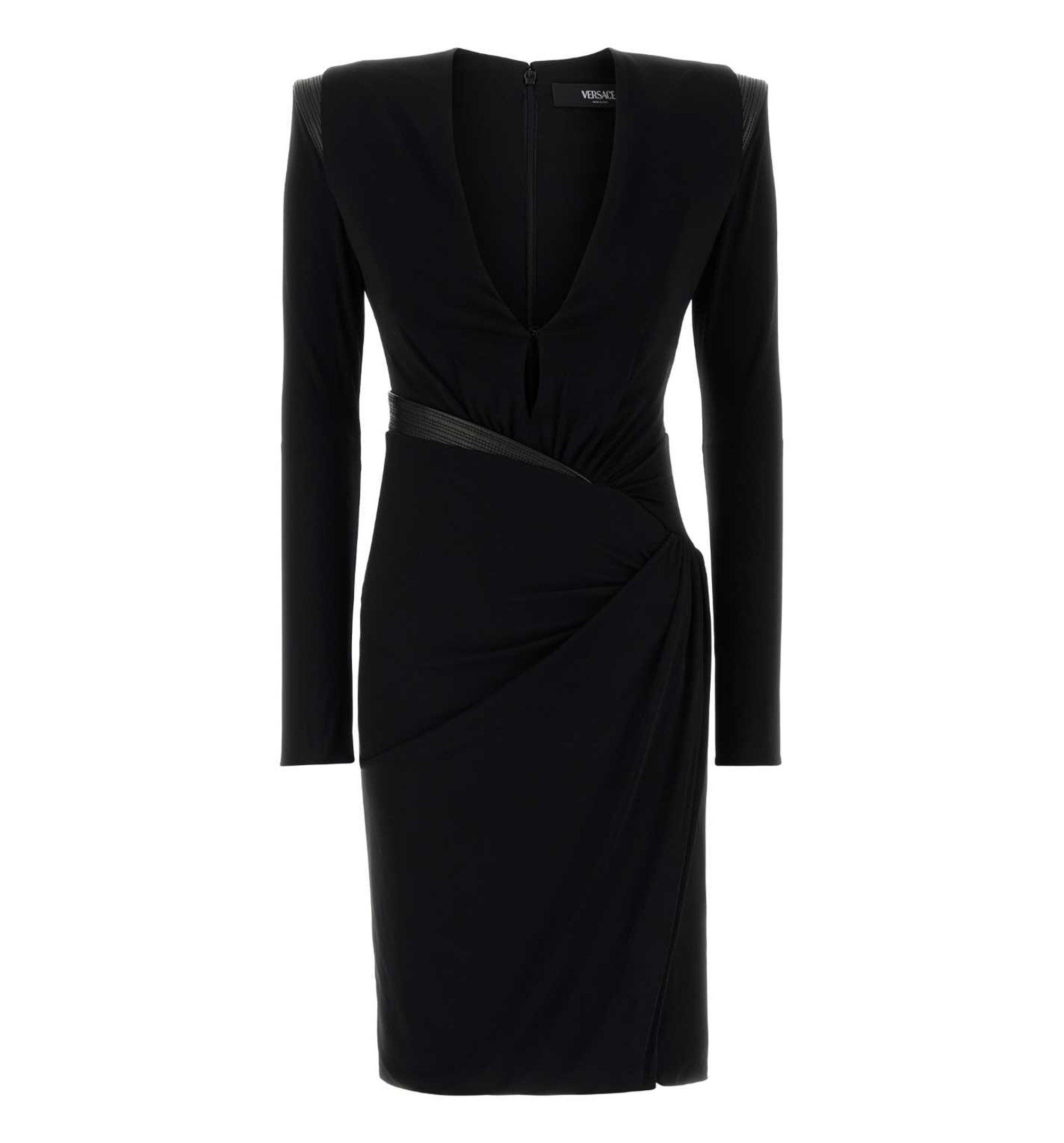 Deep V-Neck Crêpe Mini Dress