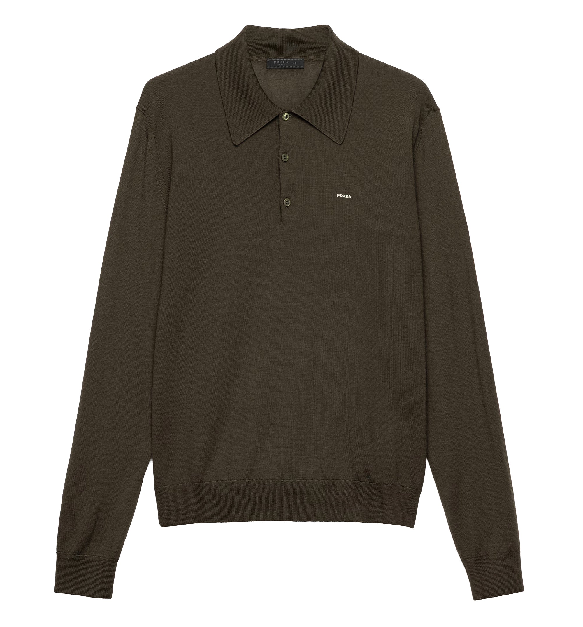 Long-sleeved Superfine Wool Polo Sweater