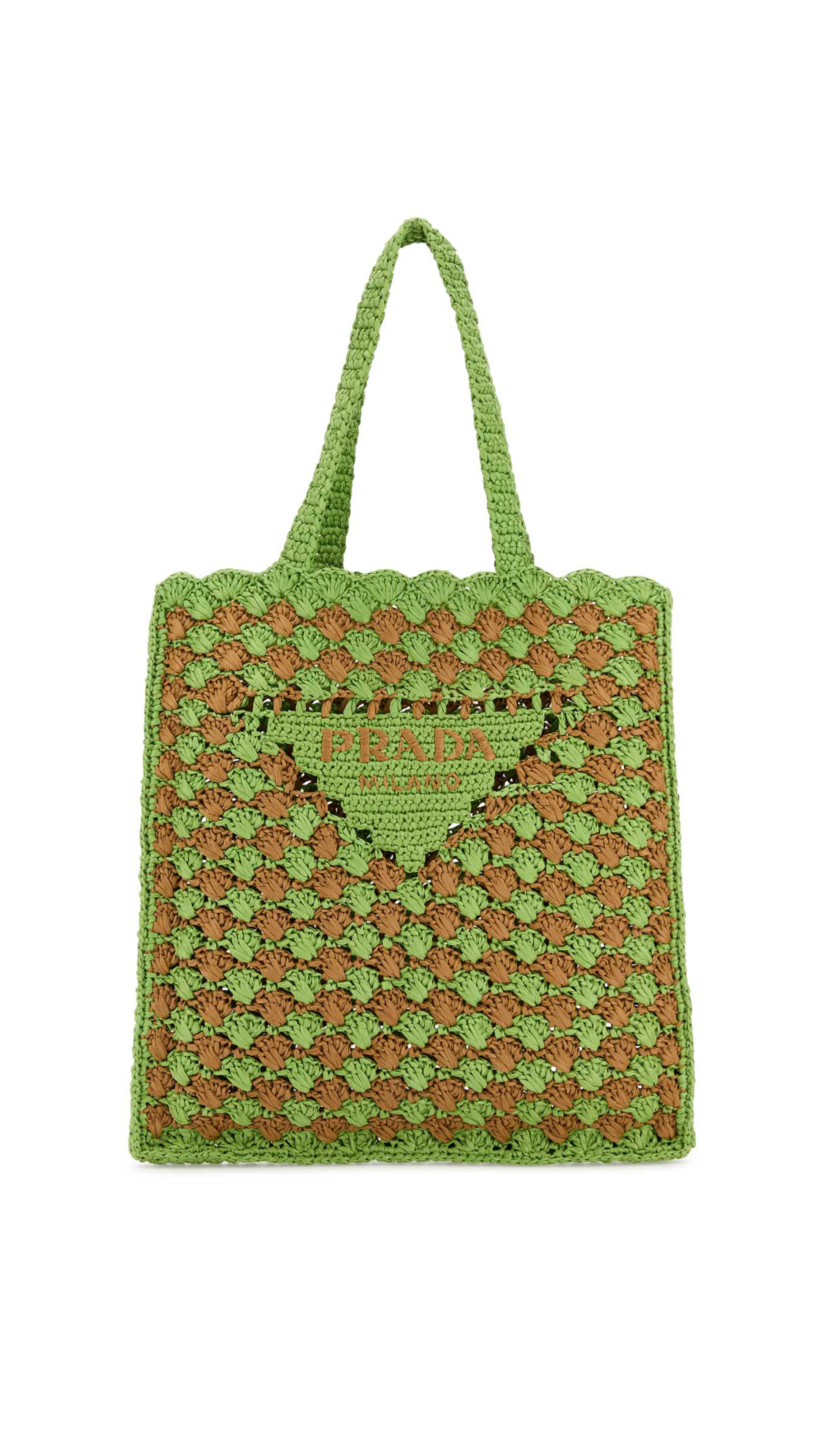 Crochet Tote Bag - Lawn Green/Caramel
