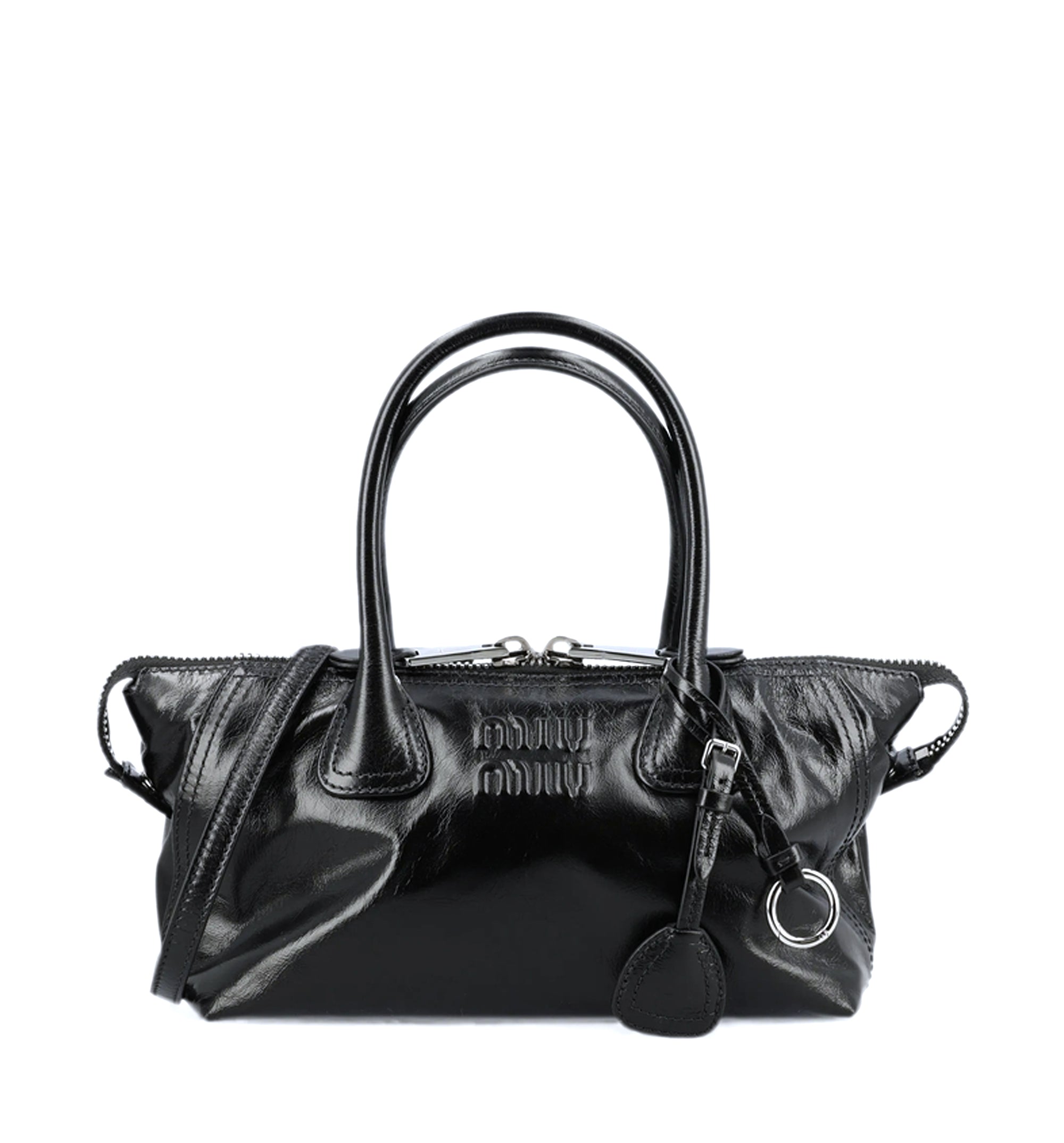 Shiny leather handbag