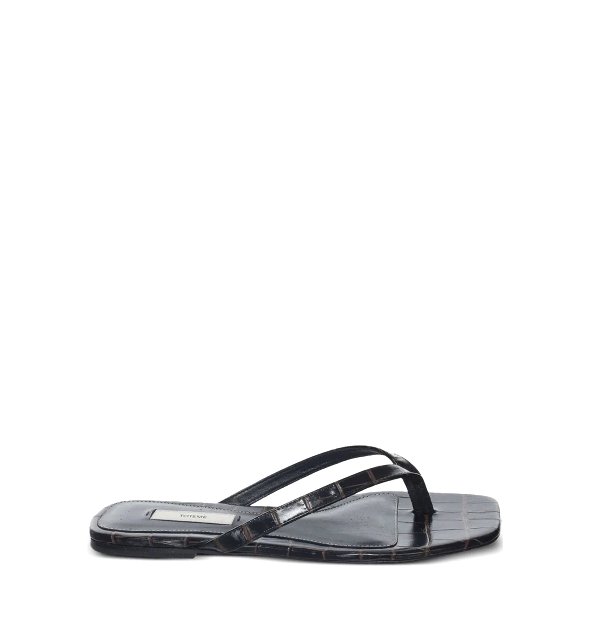 Croco-Embossed Leather Sandals
