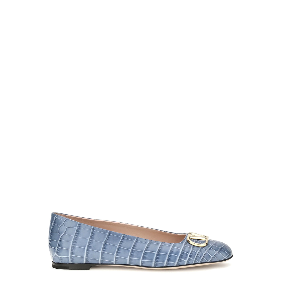 VLogo Signature Croc-Effect Ballerinas