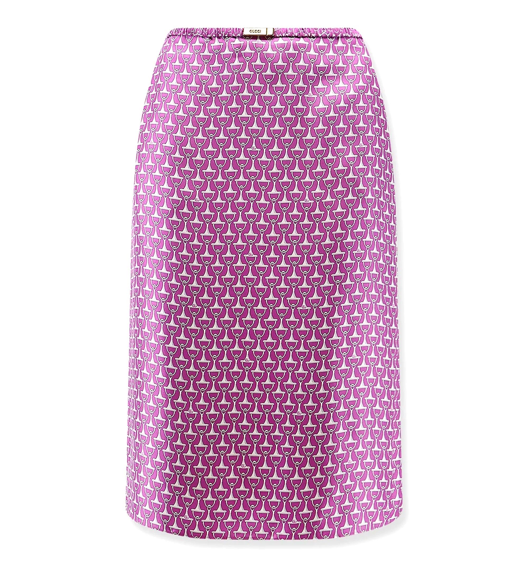 Silk Skirt With Horsebit Print