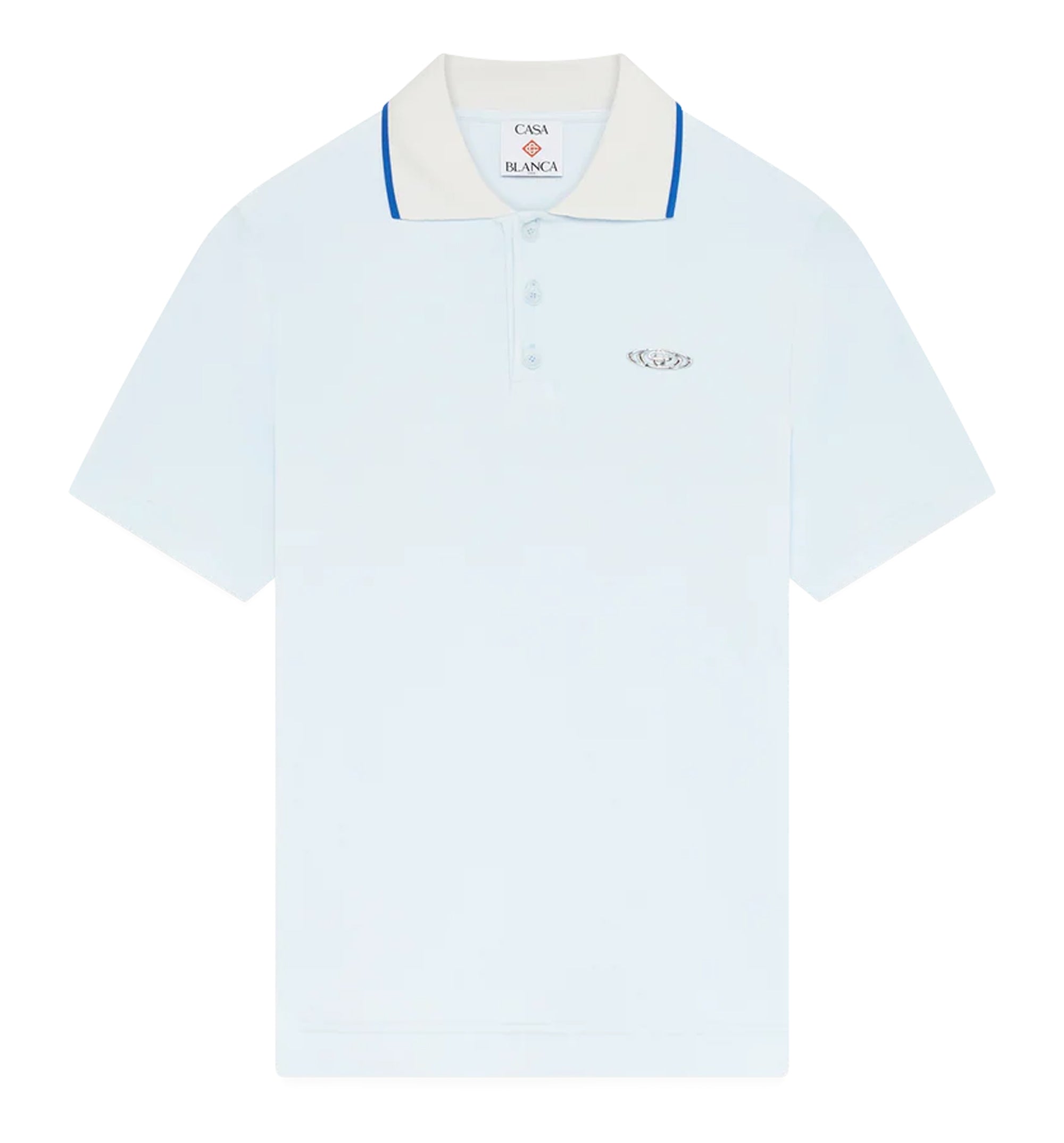 Blue Velour Short Sleeve Polo Shirt