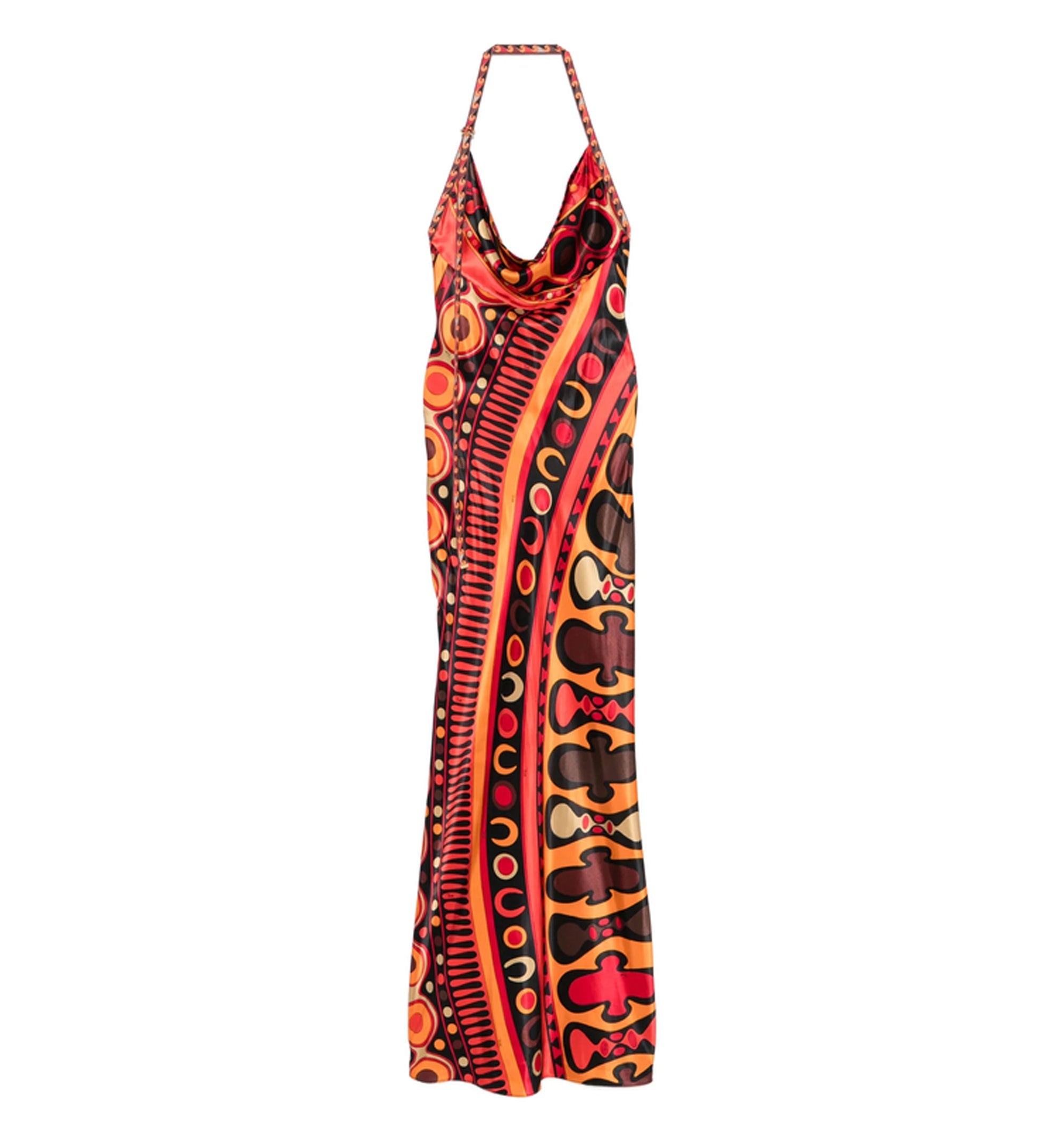 Iride-print Halterneck Maxi Dress