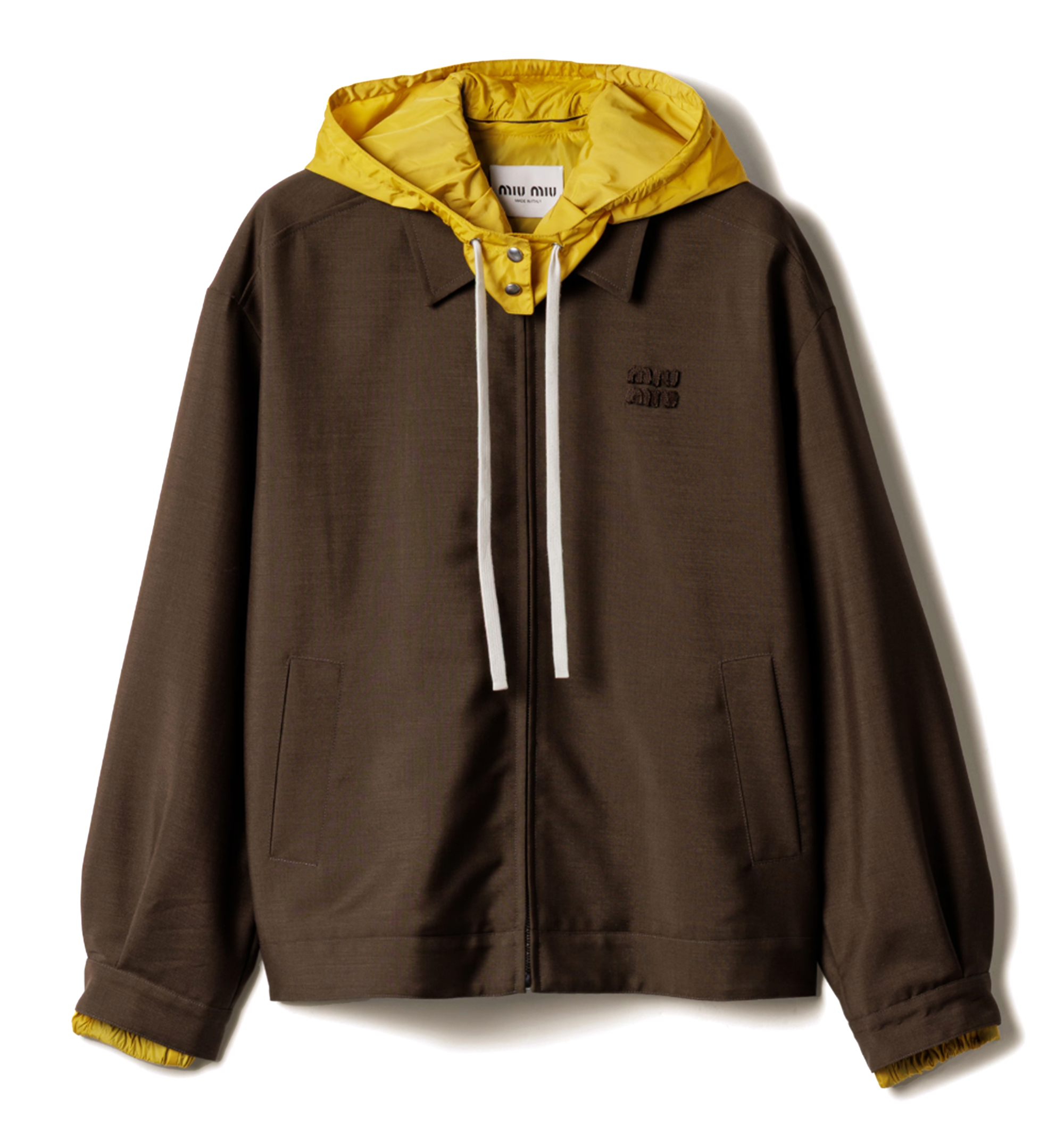 Kid mohair and technical pongé blouson jacket