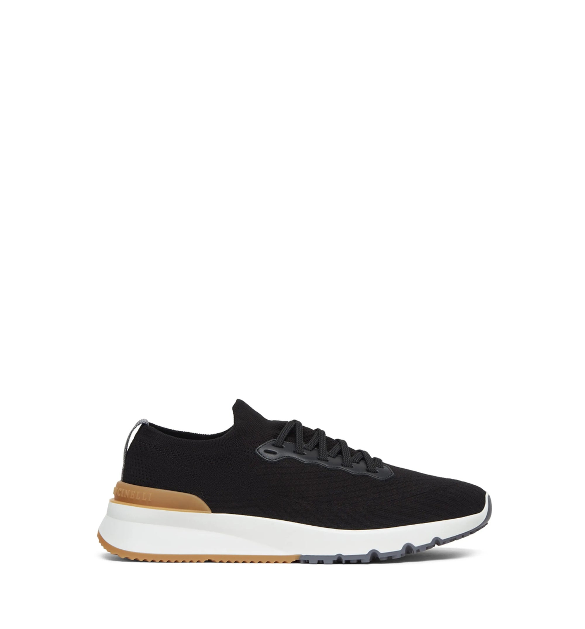 Cotton knit and semi-polished calfskin runners