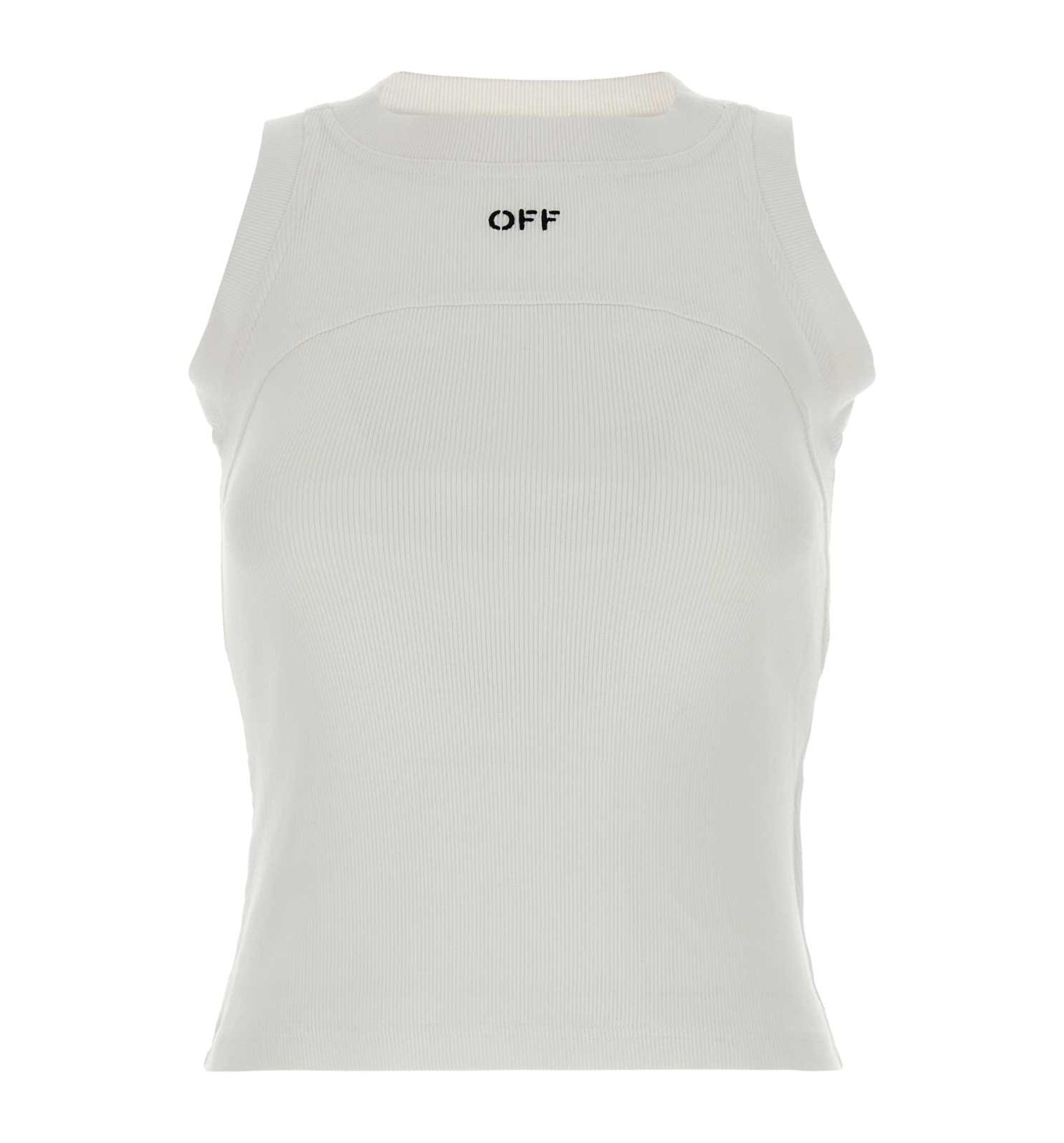 White Stretch Cotton Tank Top