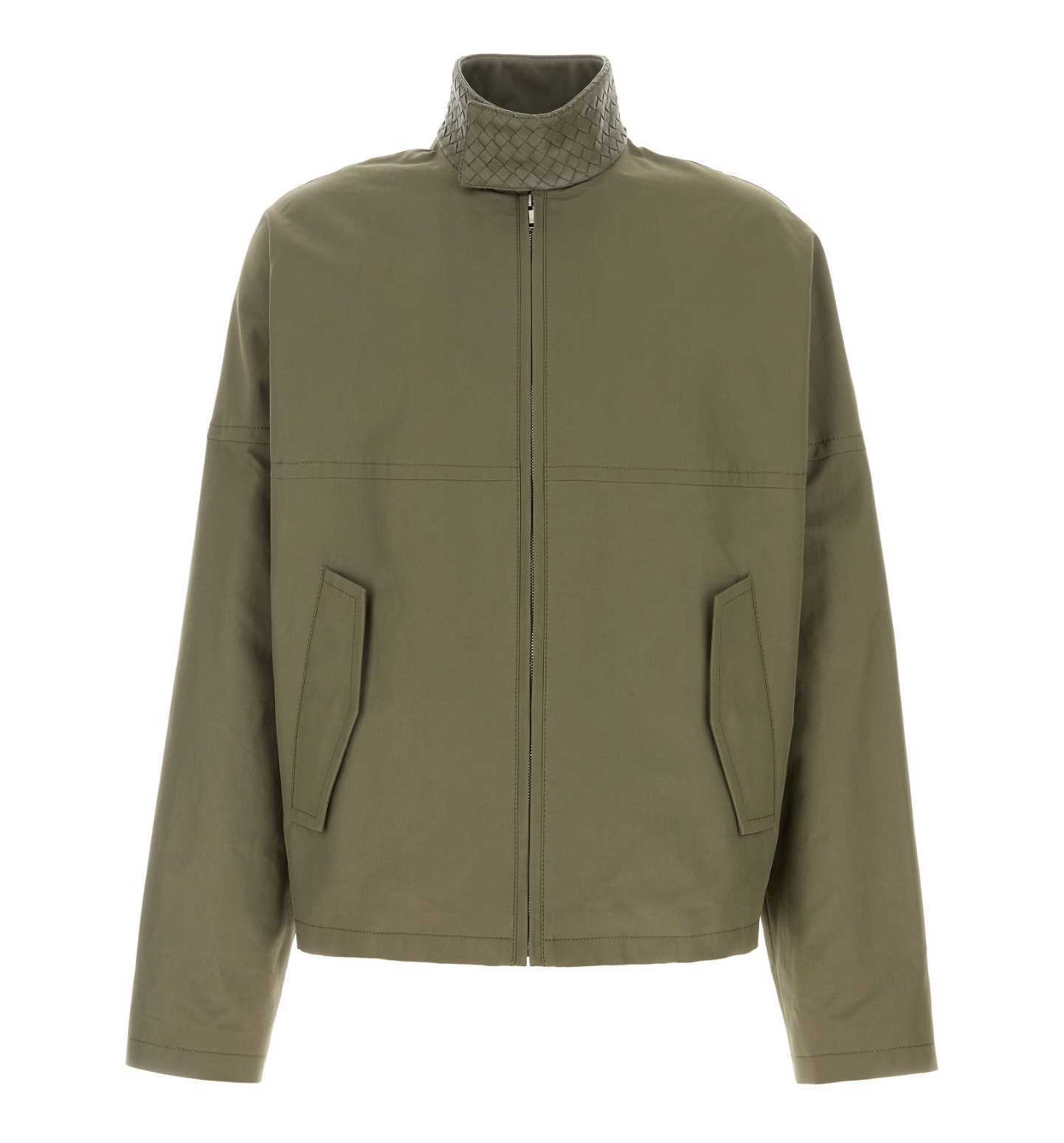 Cotton Blouson With Intrecciato Collar