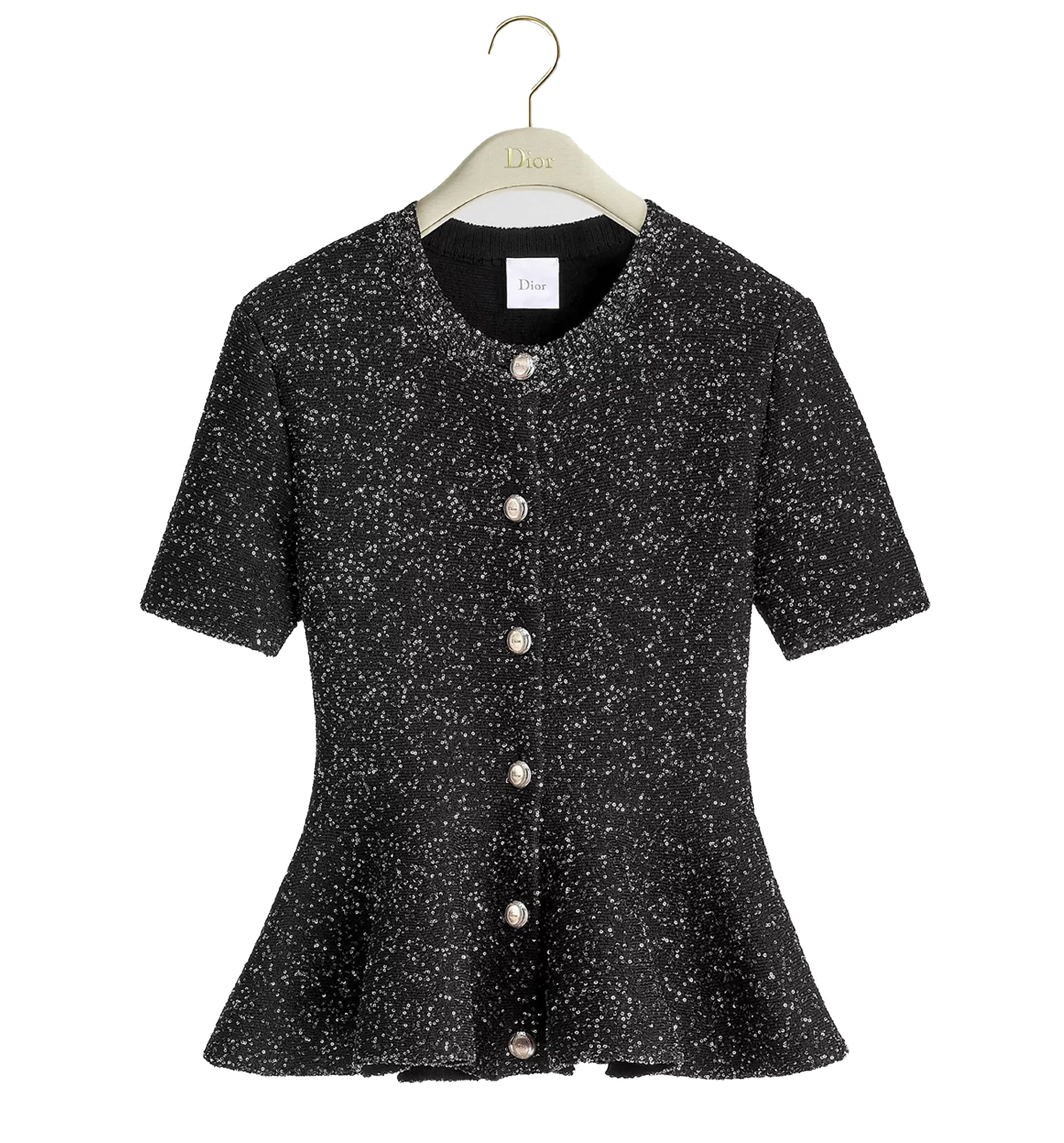 Short-Sleeved Peplum Cardigan