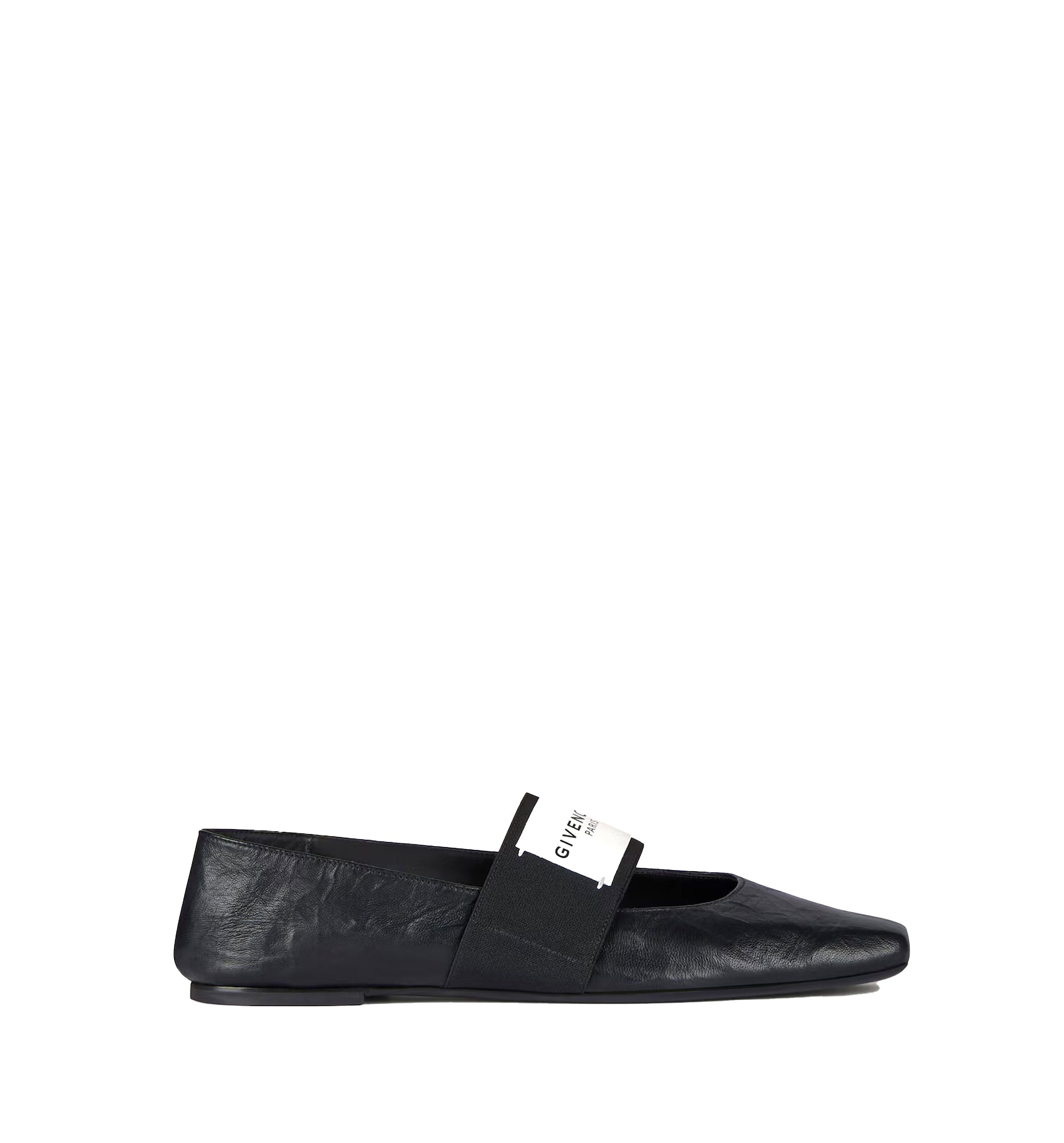 Sliced Square Ballerinas In Textured-Effect Leather