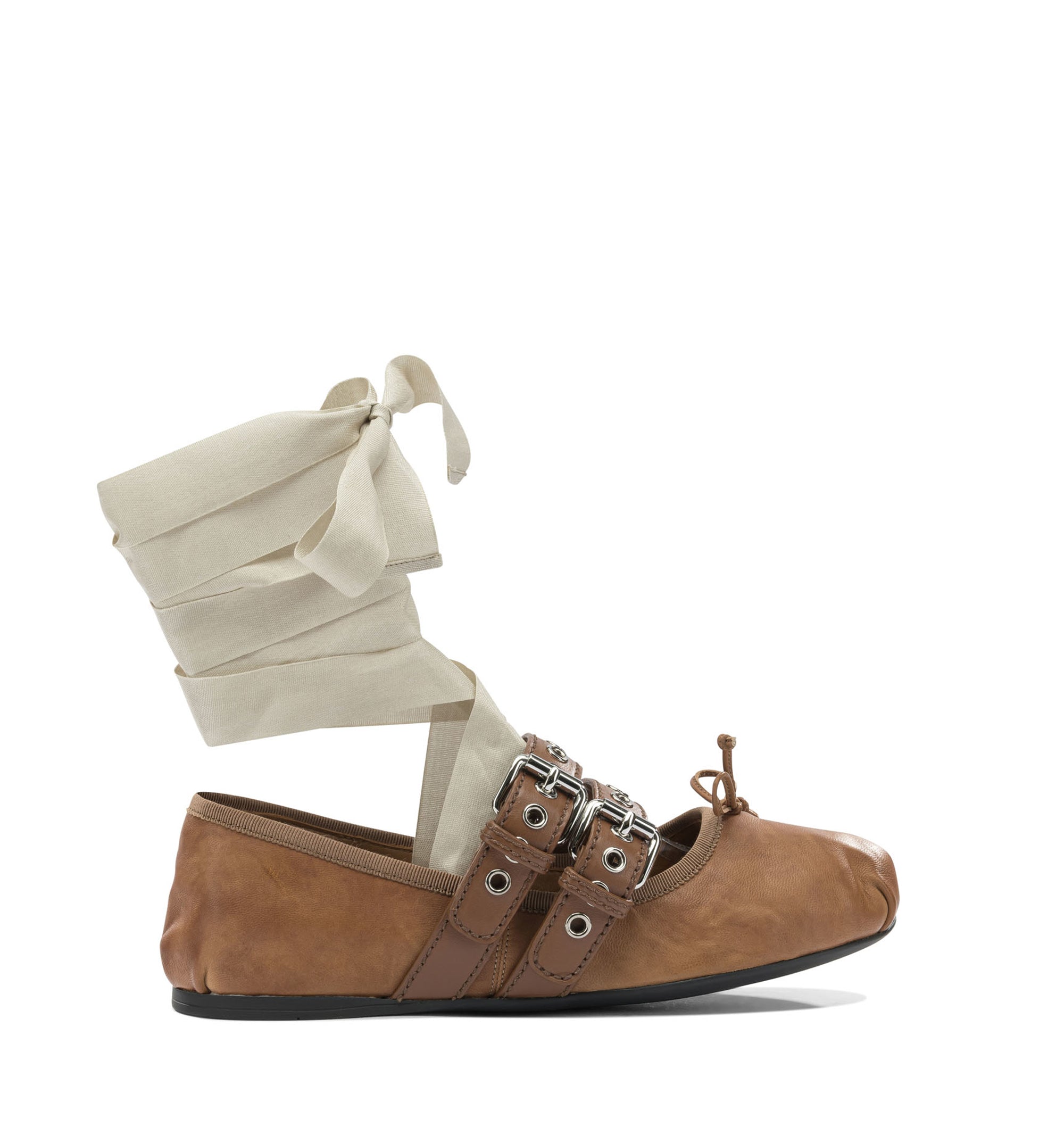 Nappa And Calf Leather Ballerinas