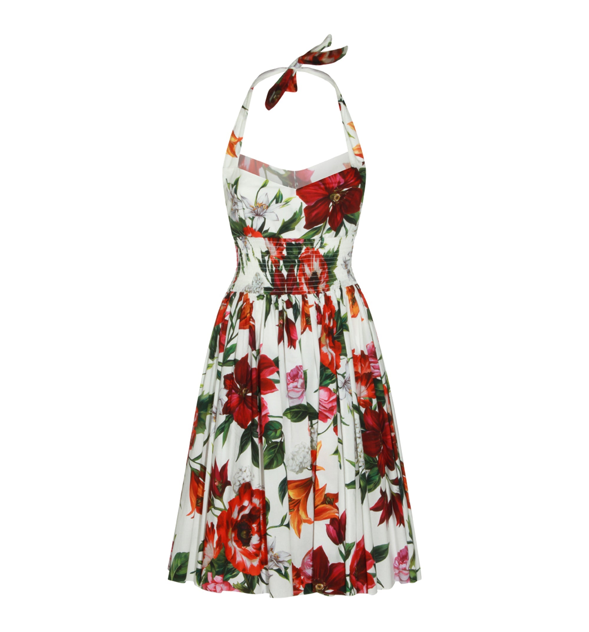 Flower-Print Poplin Dress