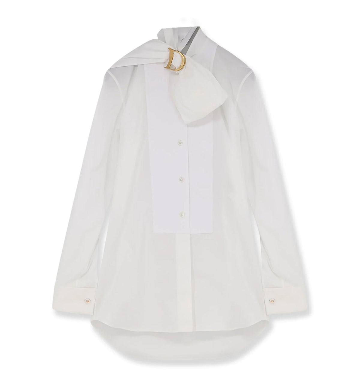 Blouse with Plastron and Tied Collar