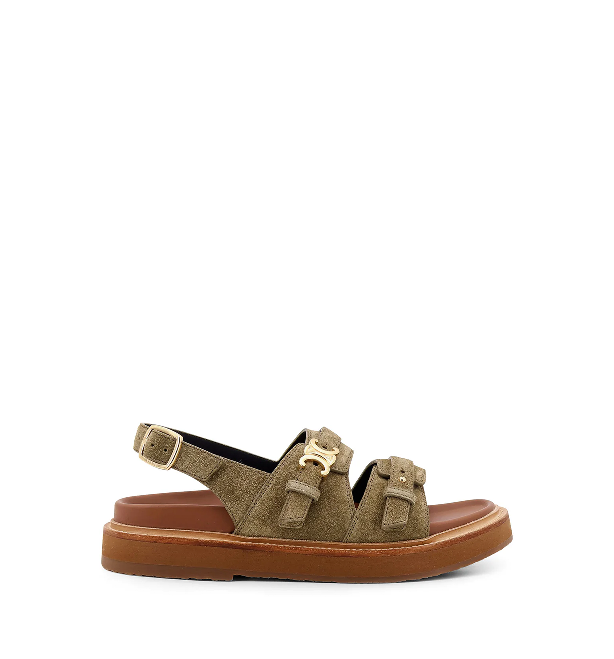 Tippi Triomphe Sandal in Suede Calfskin - Khaki