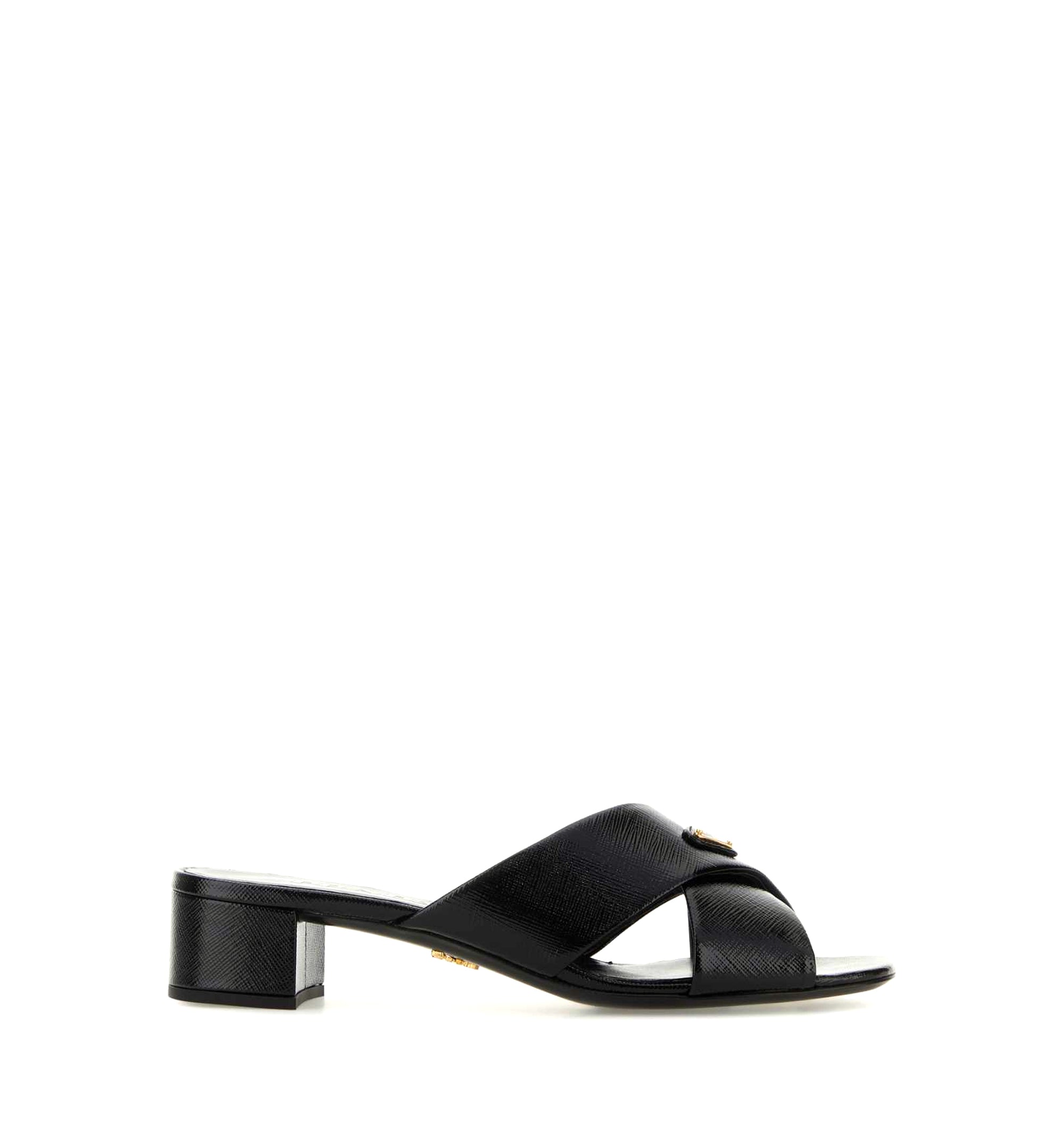 Saffiano Patent Leather Mules