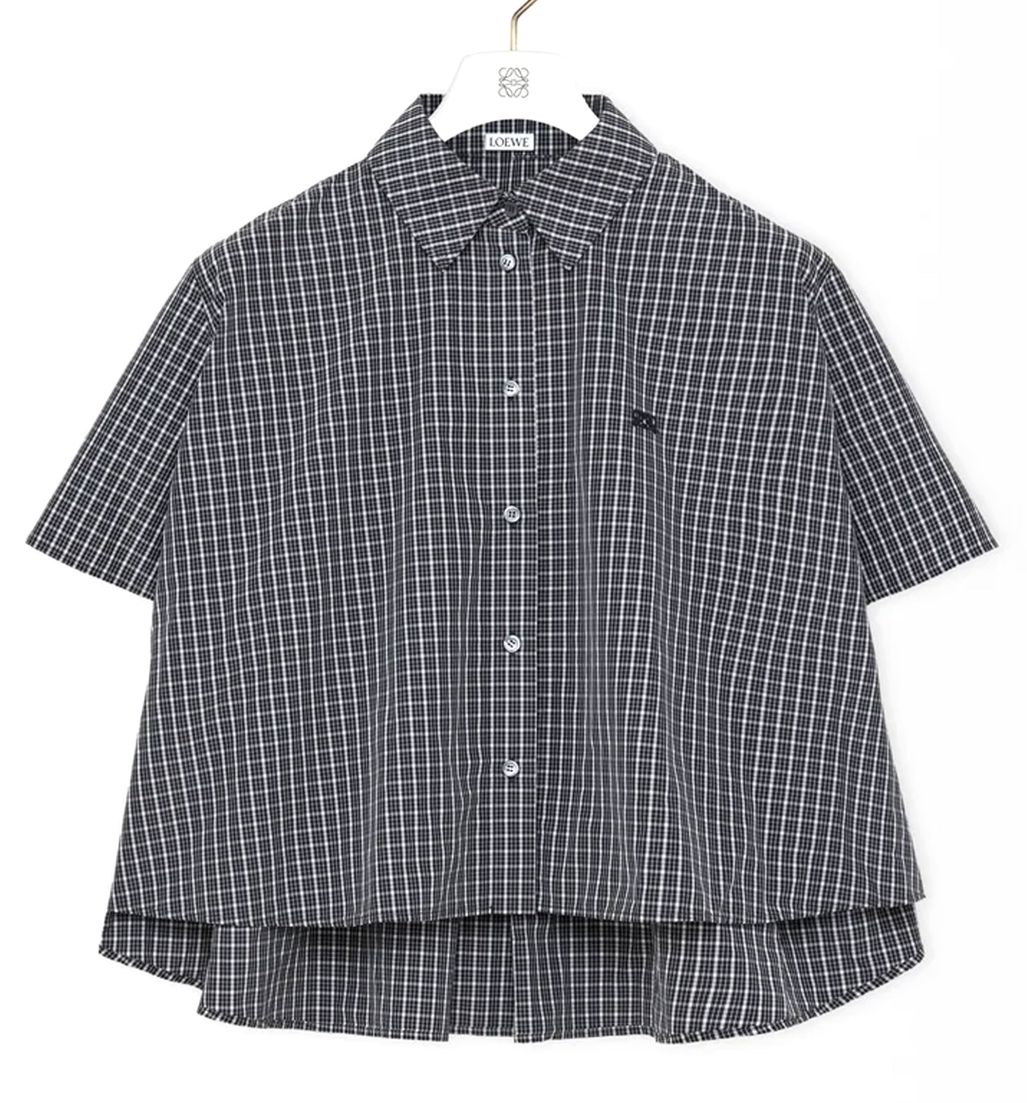 Short sleeve trapeze shirt in technical cotton