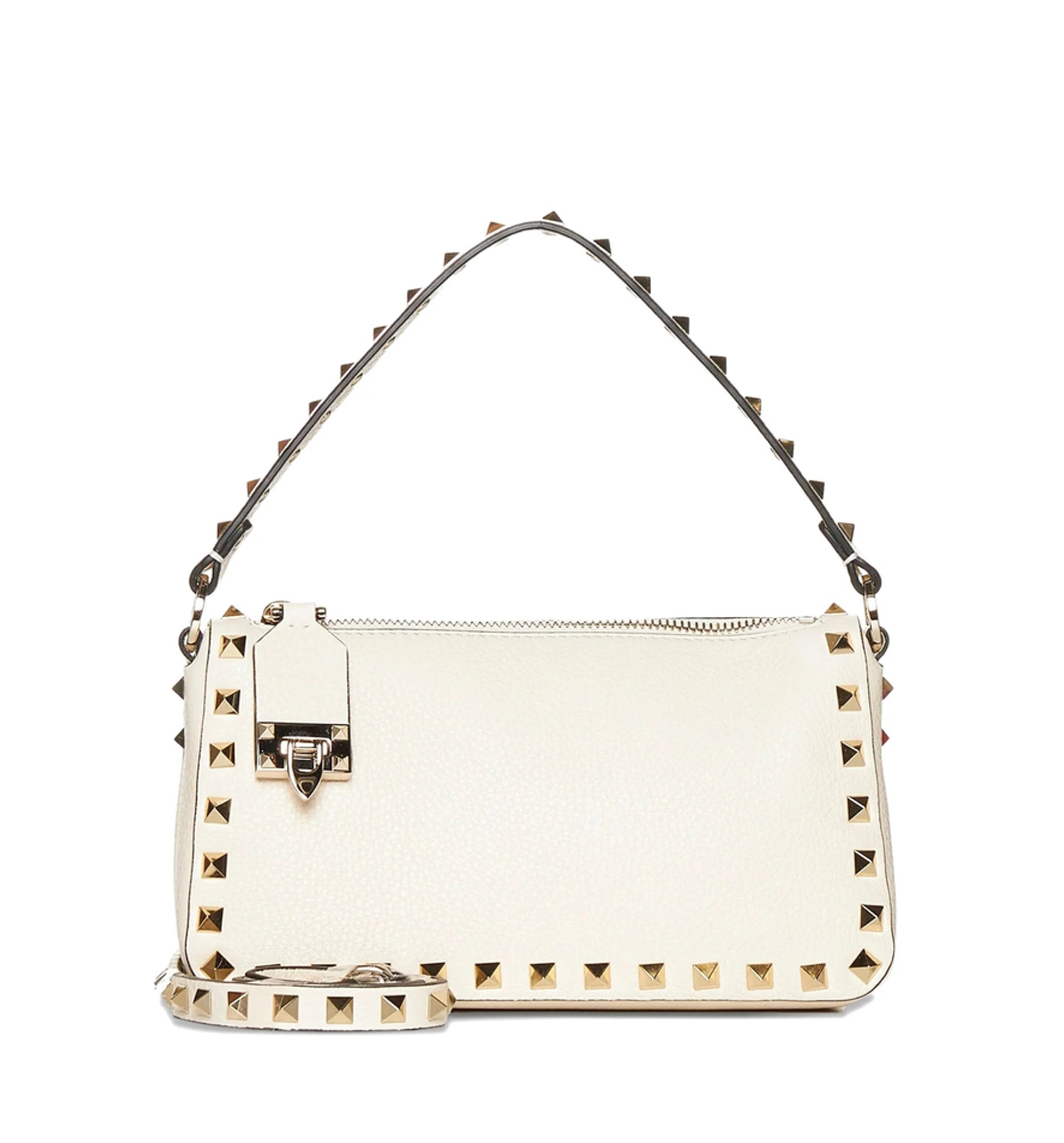 Small Rockstud Grained Calfskin Shoulder Bag