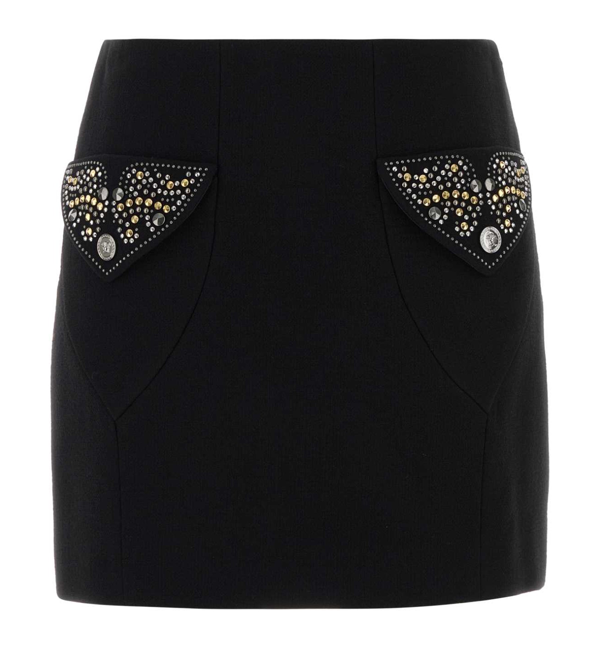 Studded Wool Mini Skirt