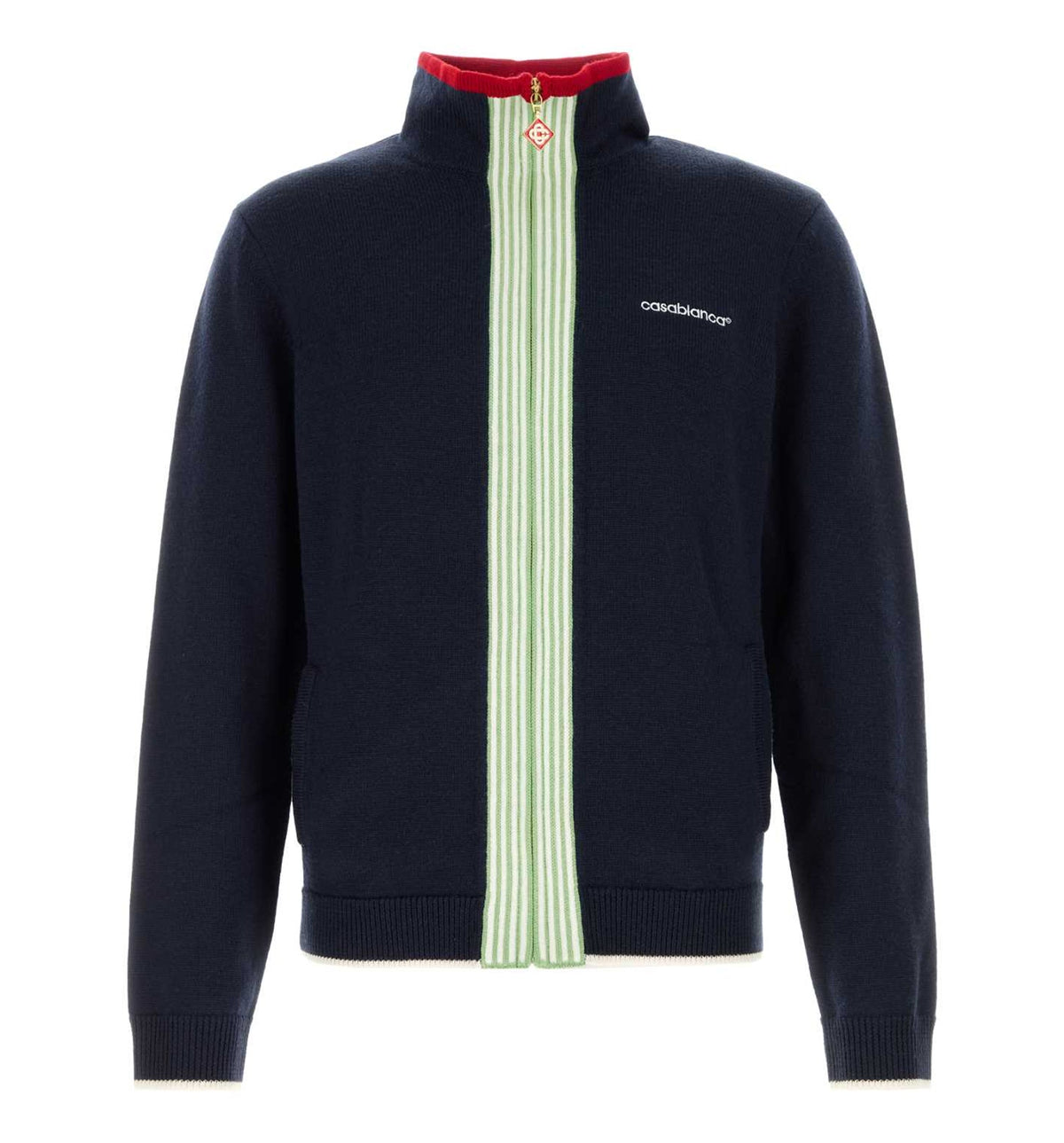 Navy Merino Track Jacket