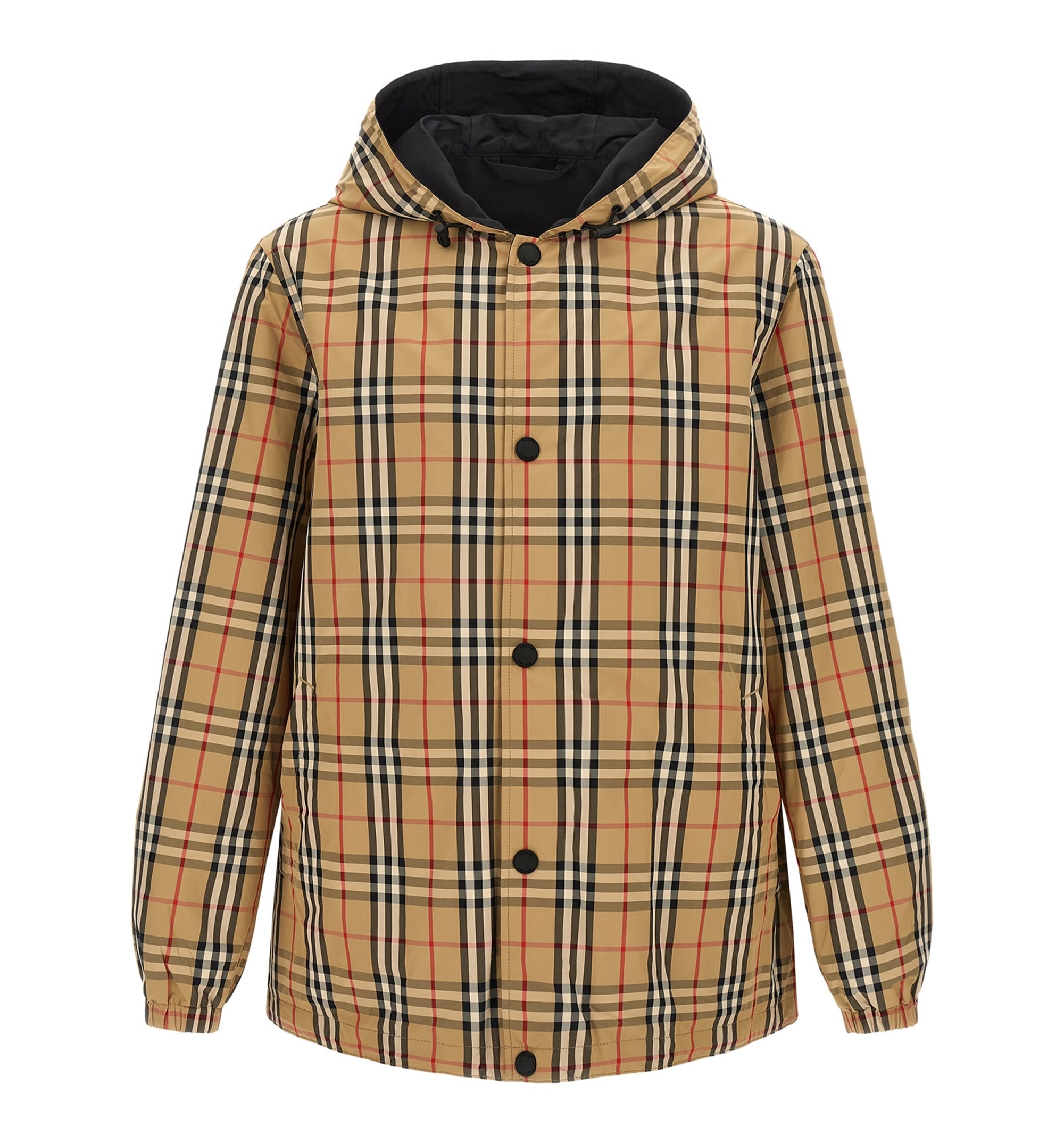 Reversible Check Nylon Hooded Jacket