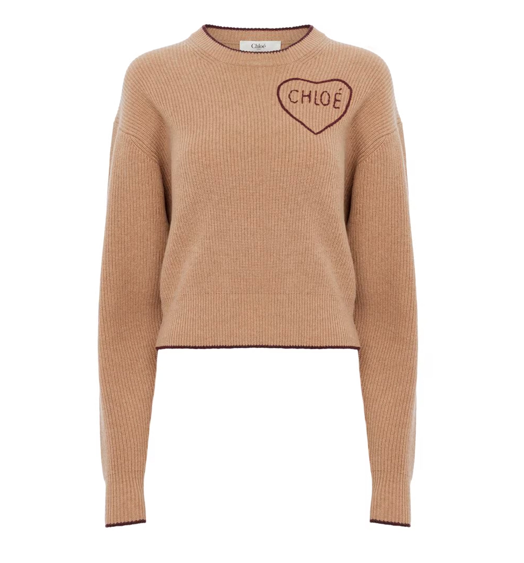 Cropped fitted logo sweater in a wool & cashmere knit