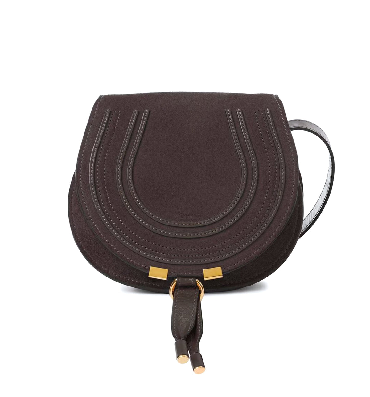 Small Marcie saddle bag in suede leather
