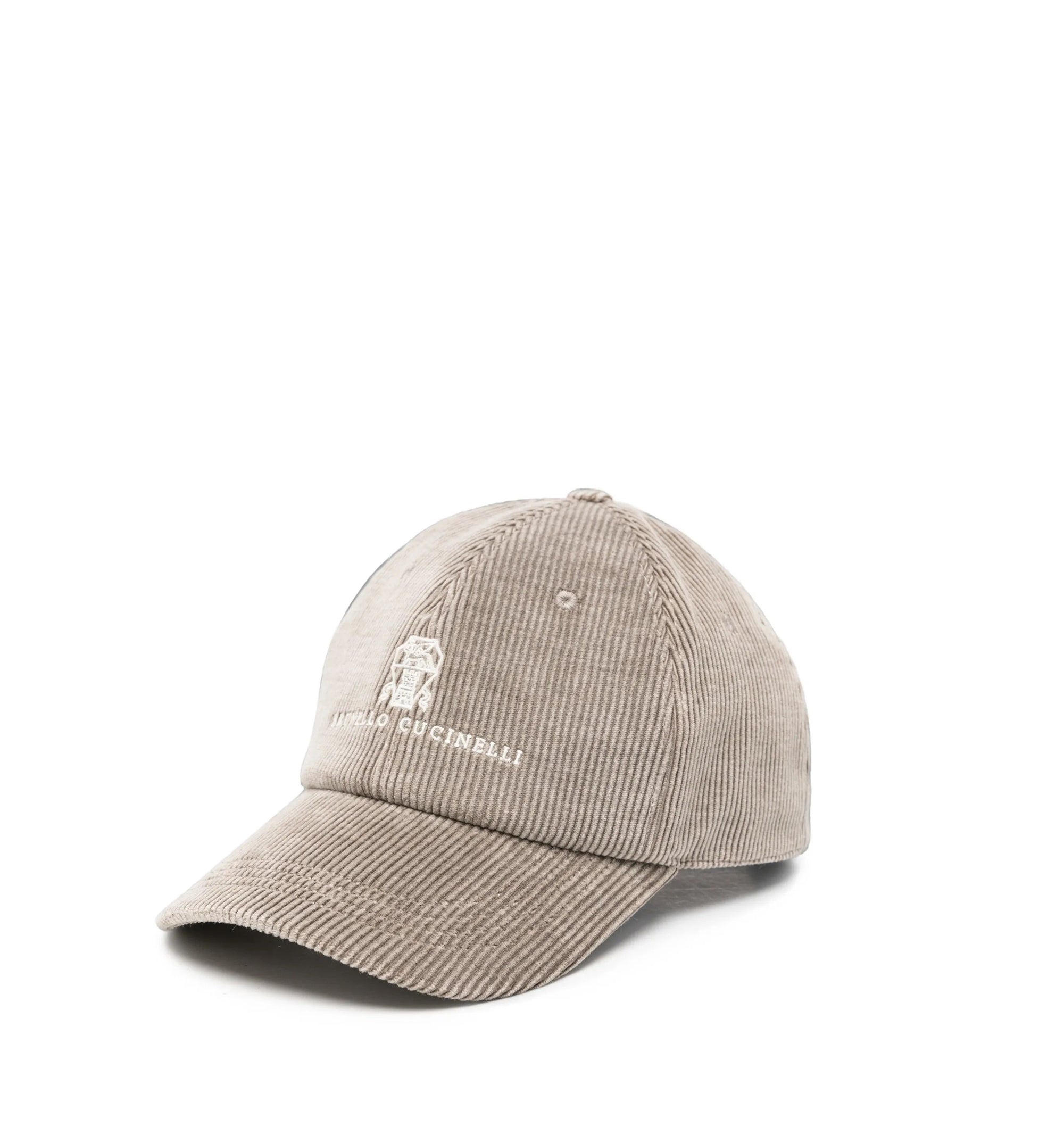 Comfort cotton and cashmere corduroy baseball cap with embroidered logo