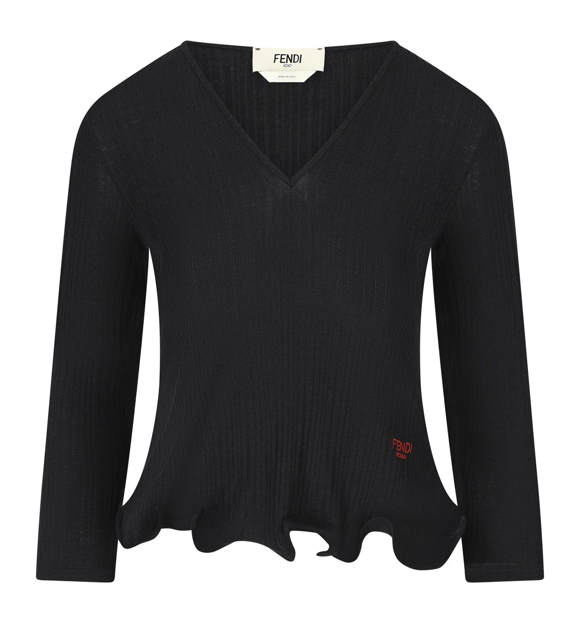 V-Neck Ribbed Wool Top