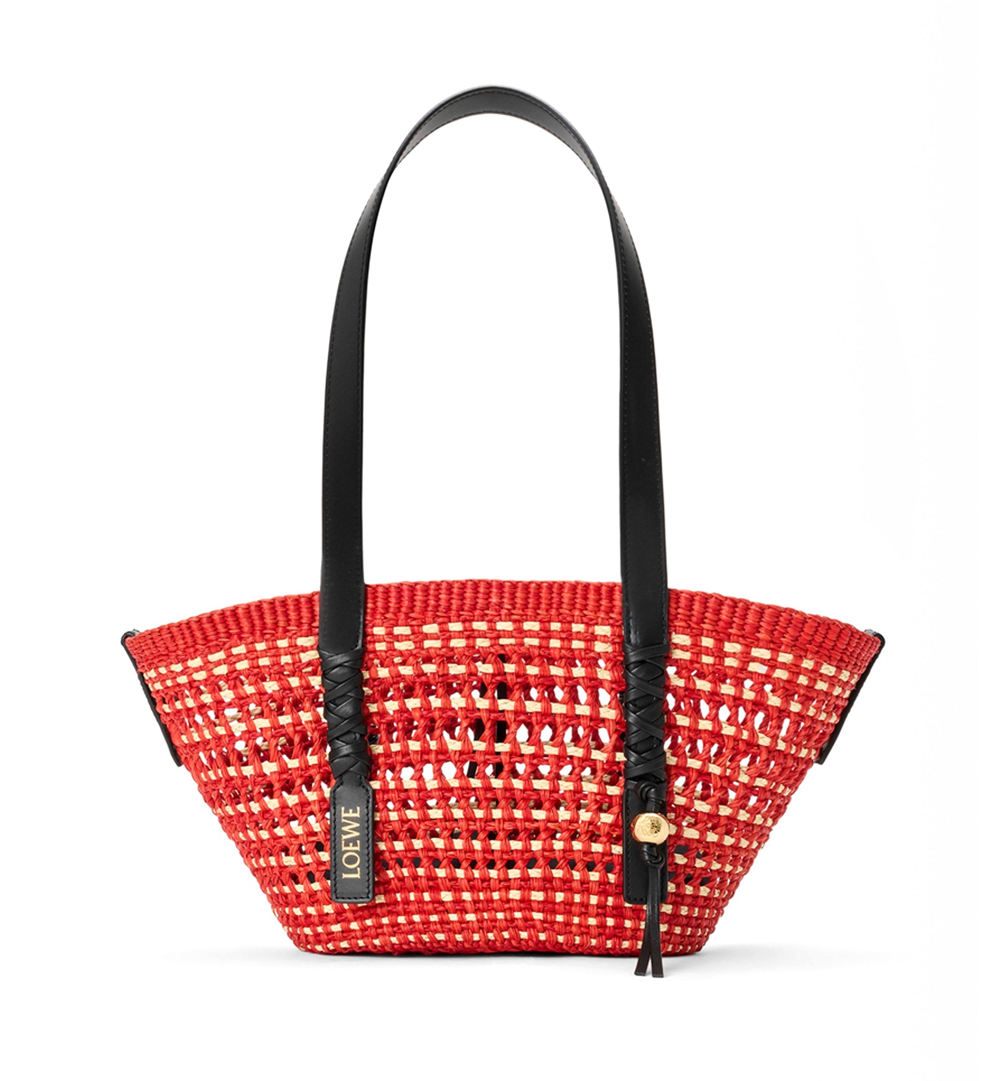 Small Braid basket in iraca palm and calfskin