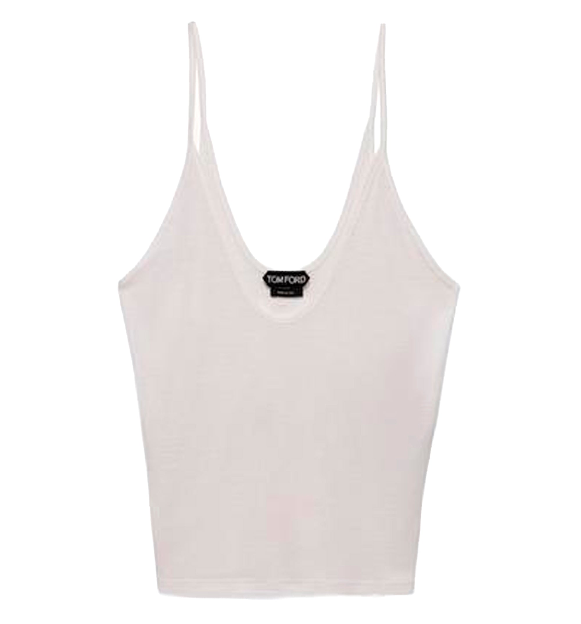 Micro-Rib Silk Jersey Scooped Tank Top With Elongated T Embroidered Logo