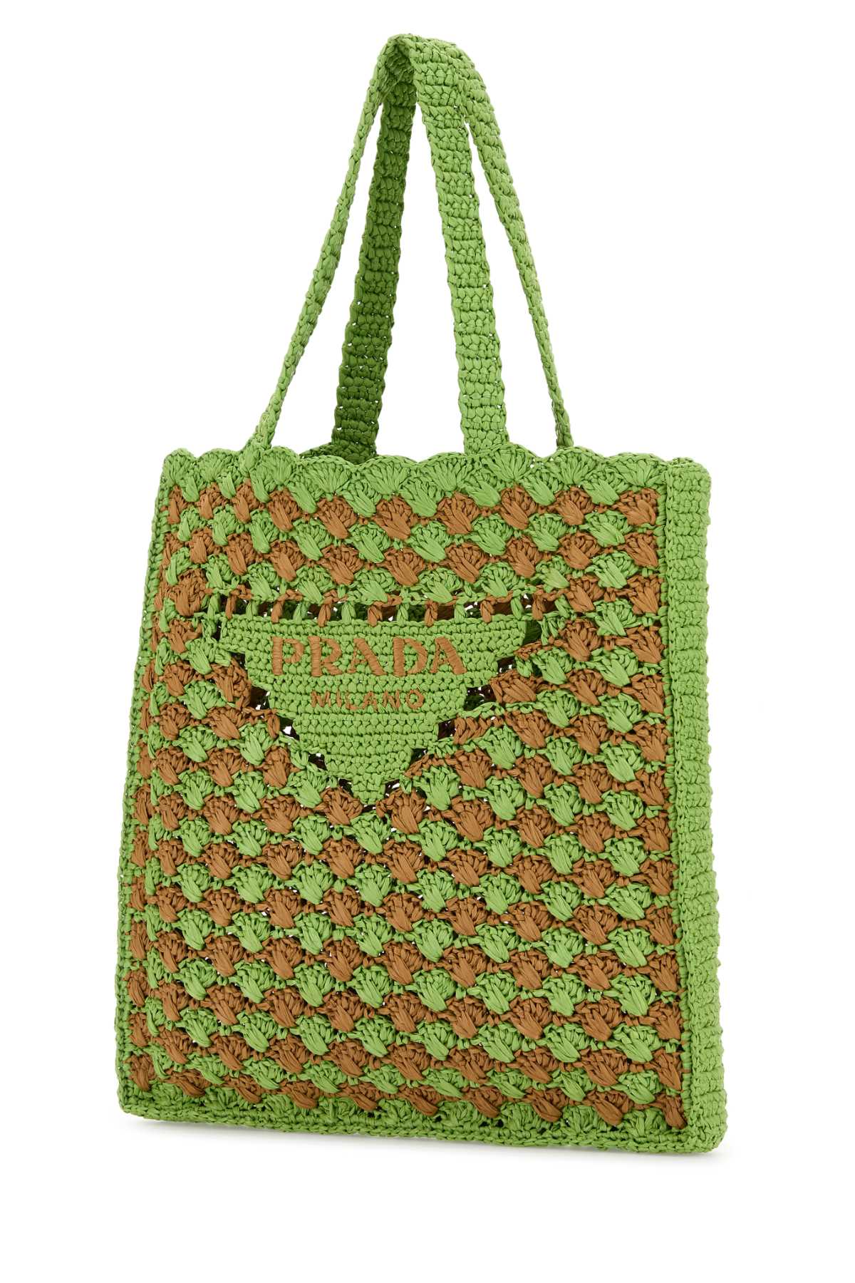 Crochet Tote Bag - Lawn Green/Caramel