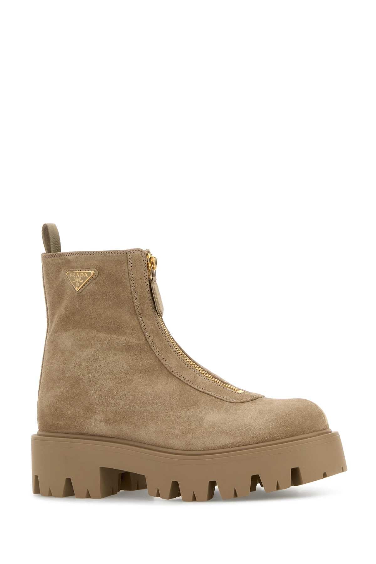 Sand suede ankle boots
