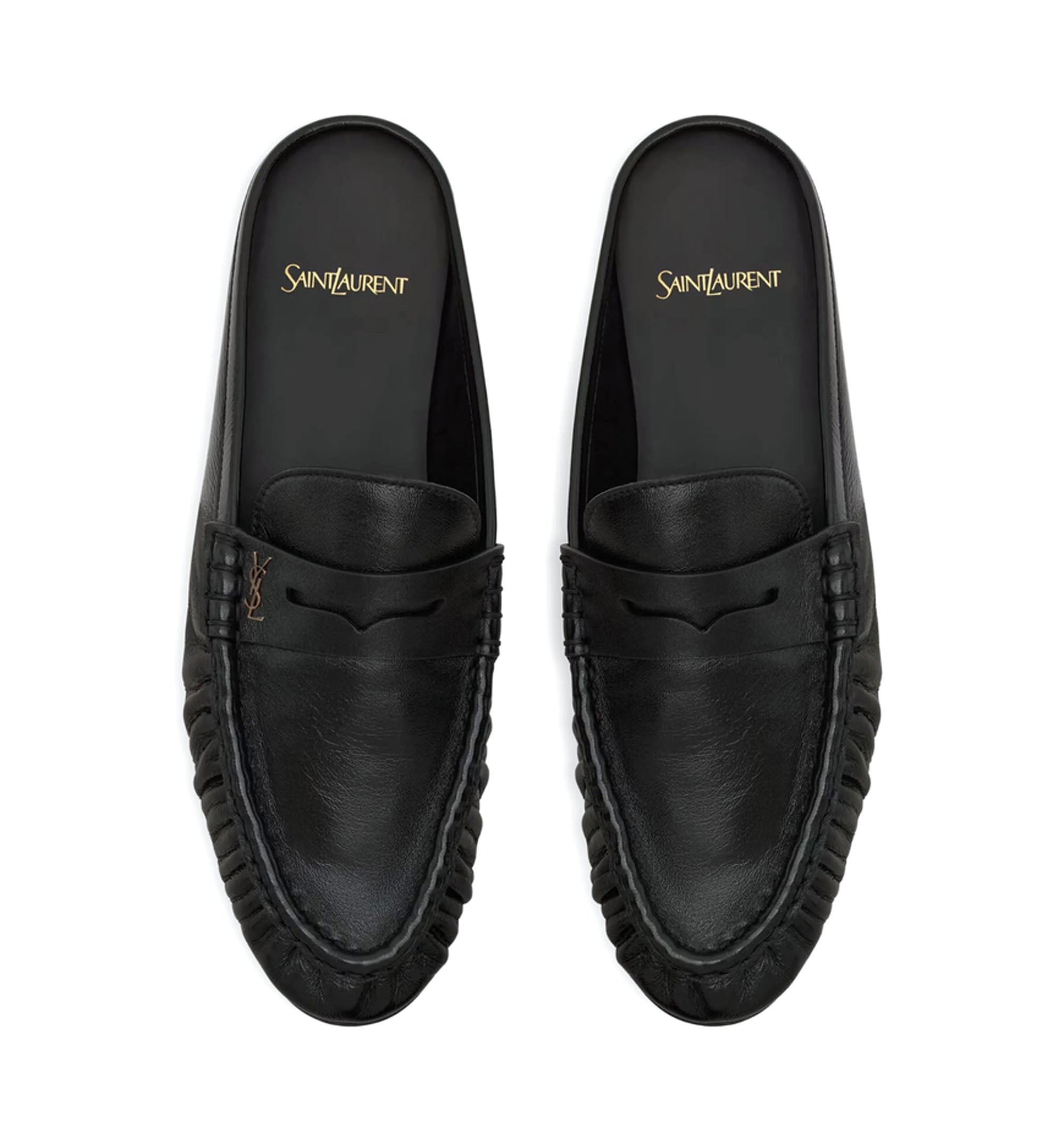 Le Loafer Mules In Shiny Creased Leather