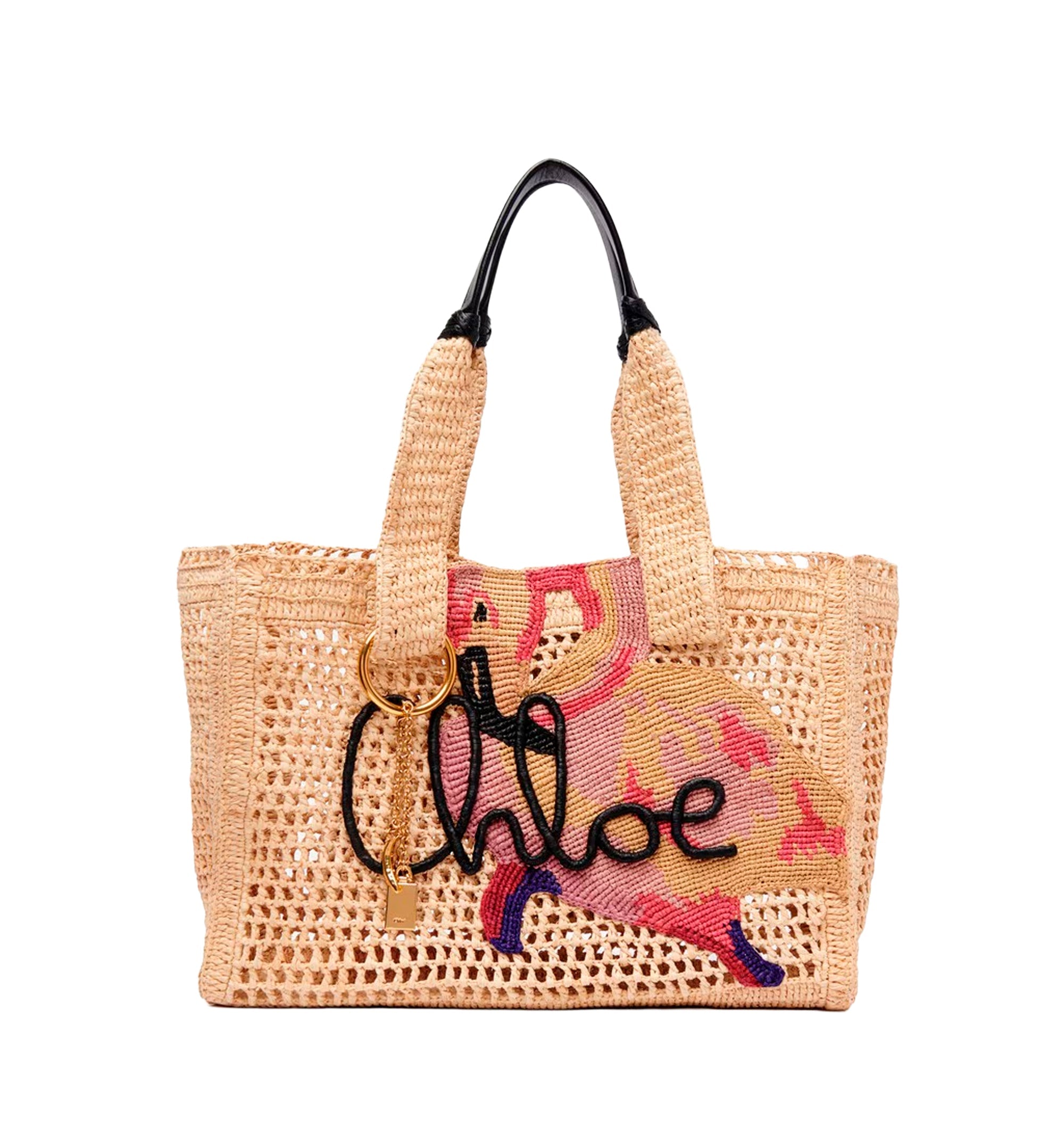 Summer Banana east-west tote bag in raffia