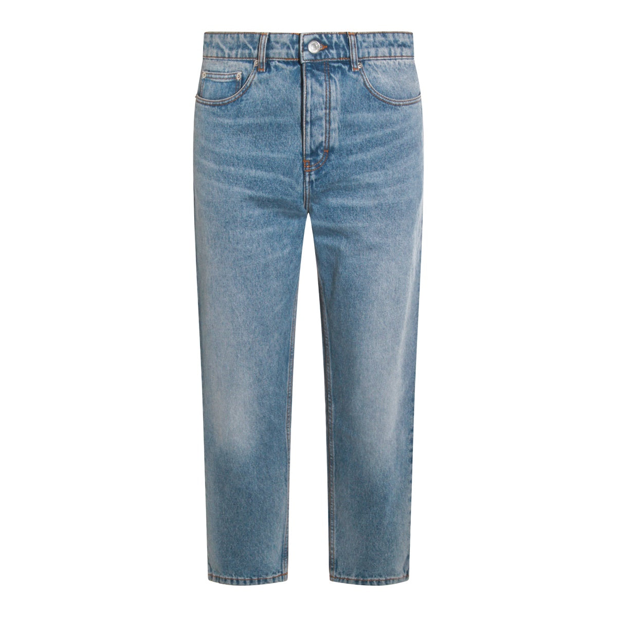 Blue Cotton Tapered Fit Jeans