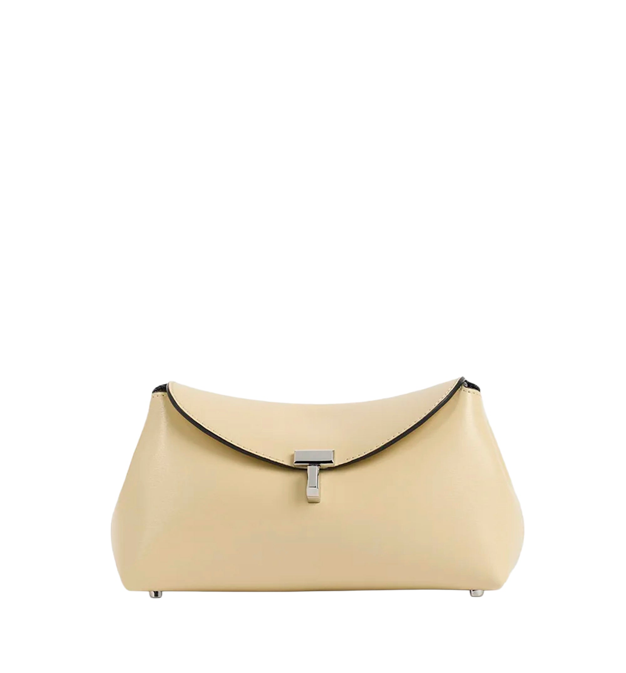 Mini T-lock leather clutch champagne