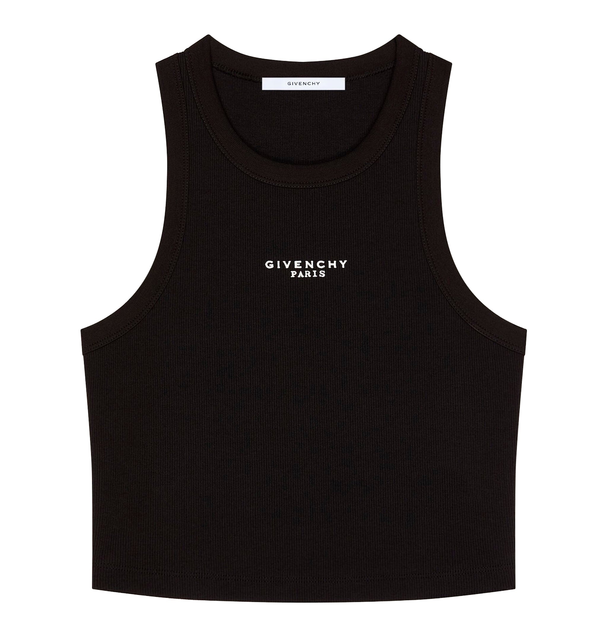 Cropped tank top in cotton with GIVENCHY Paris print