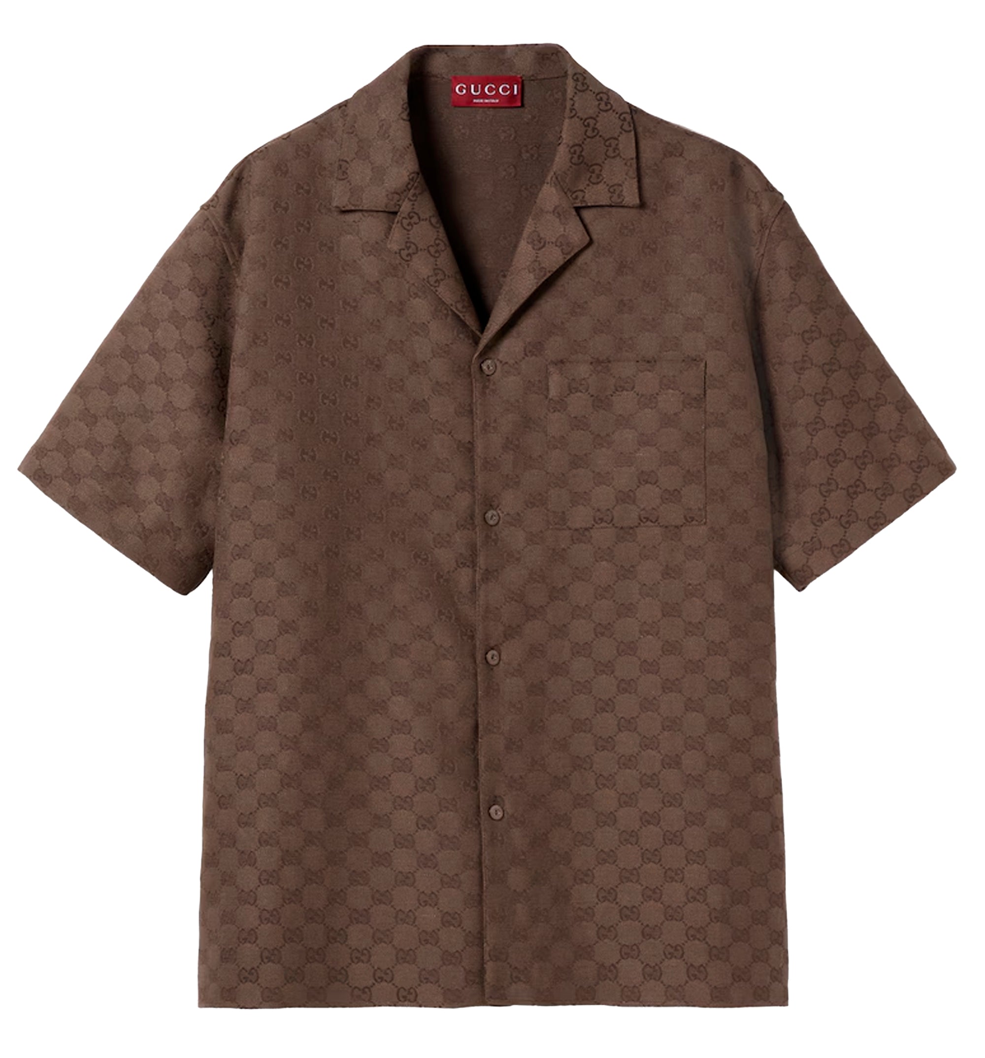 GG canvas linen blend bowling shirt