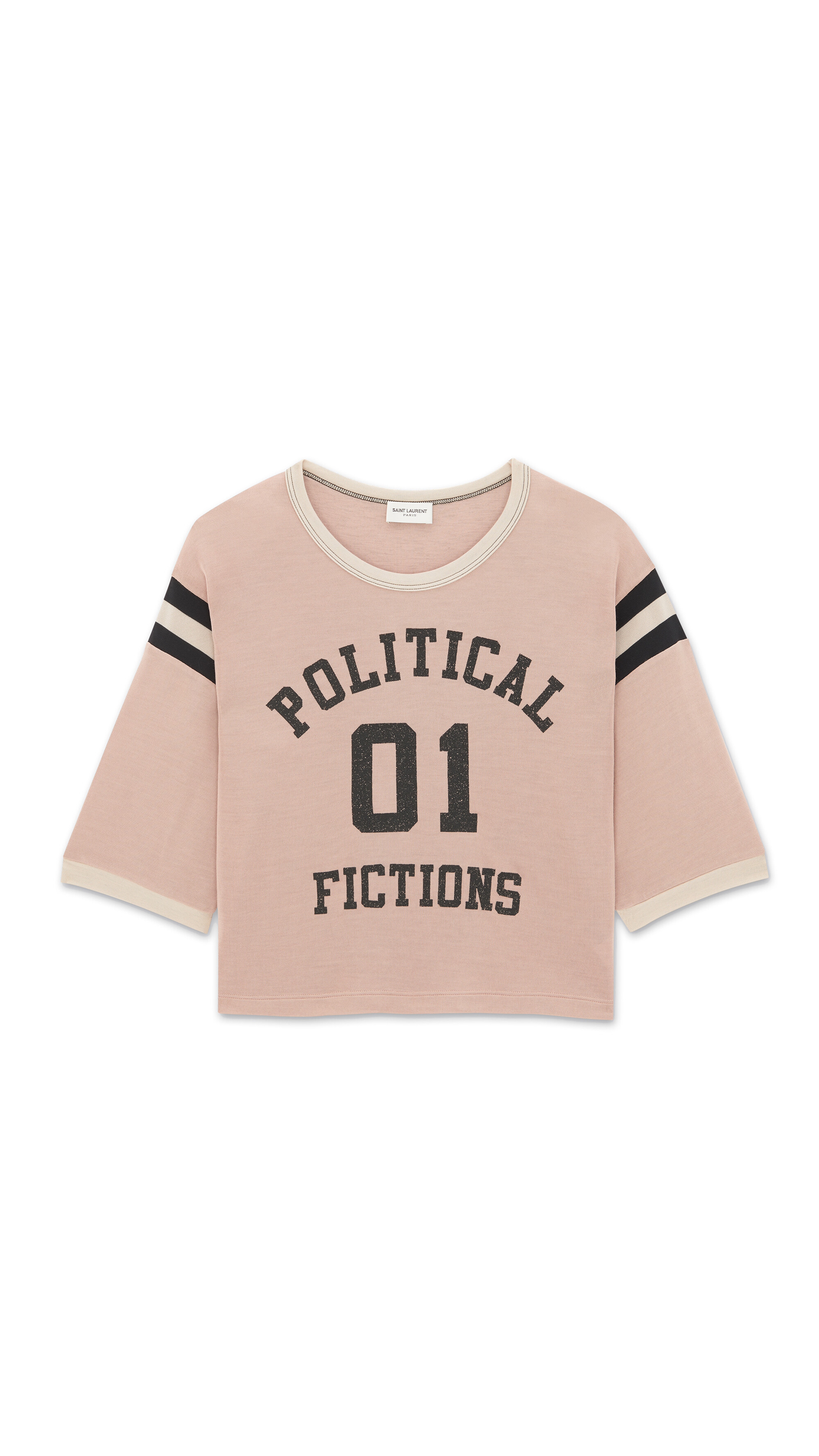"Political Fictions" Cropped T-shirt - Rose Givre/Noir